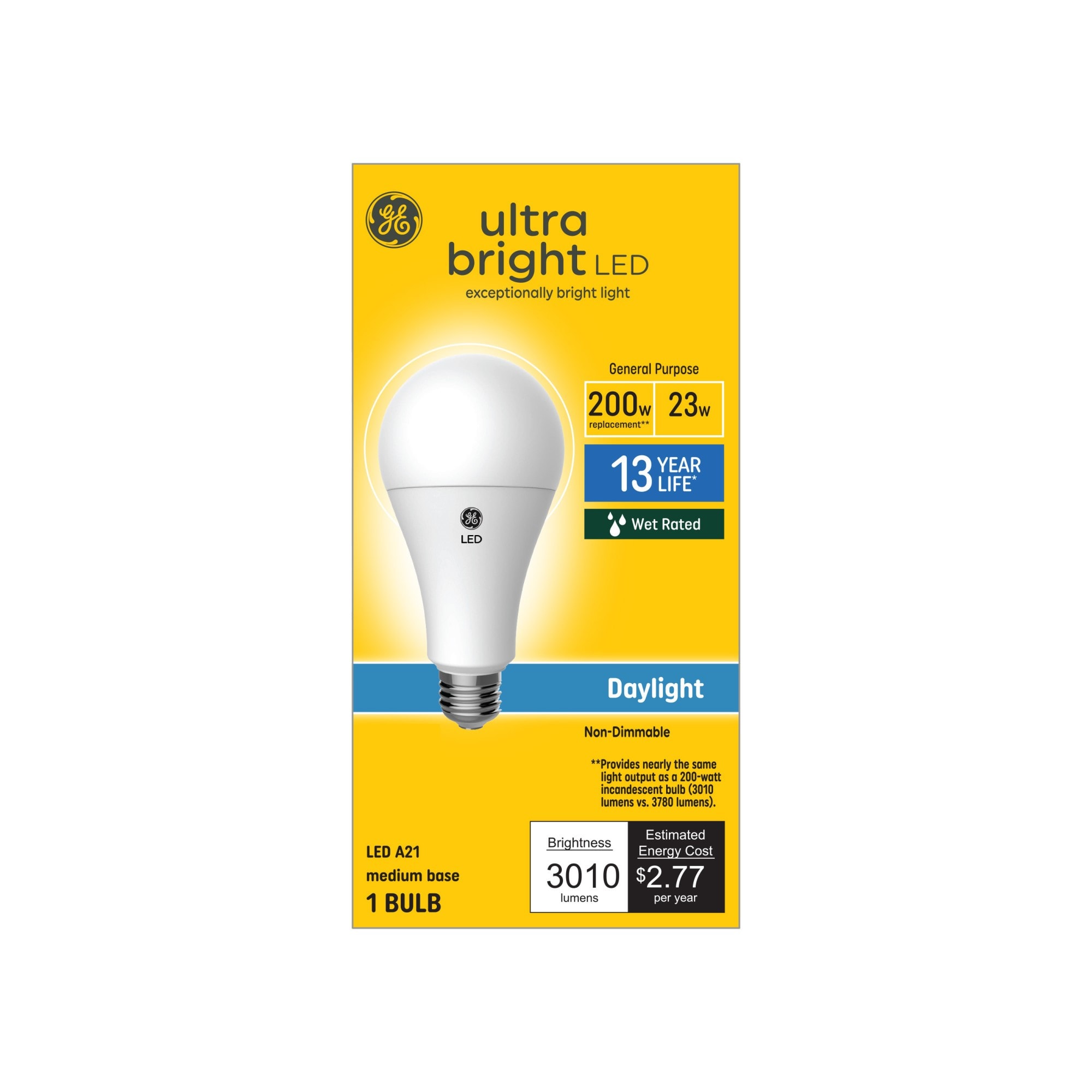 GE 93128934 Ultra Bright 200 -Watt EQ A21 Daylight Medium base (E-26) LED General purpose Light Bulb