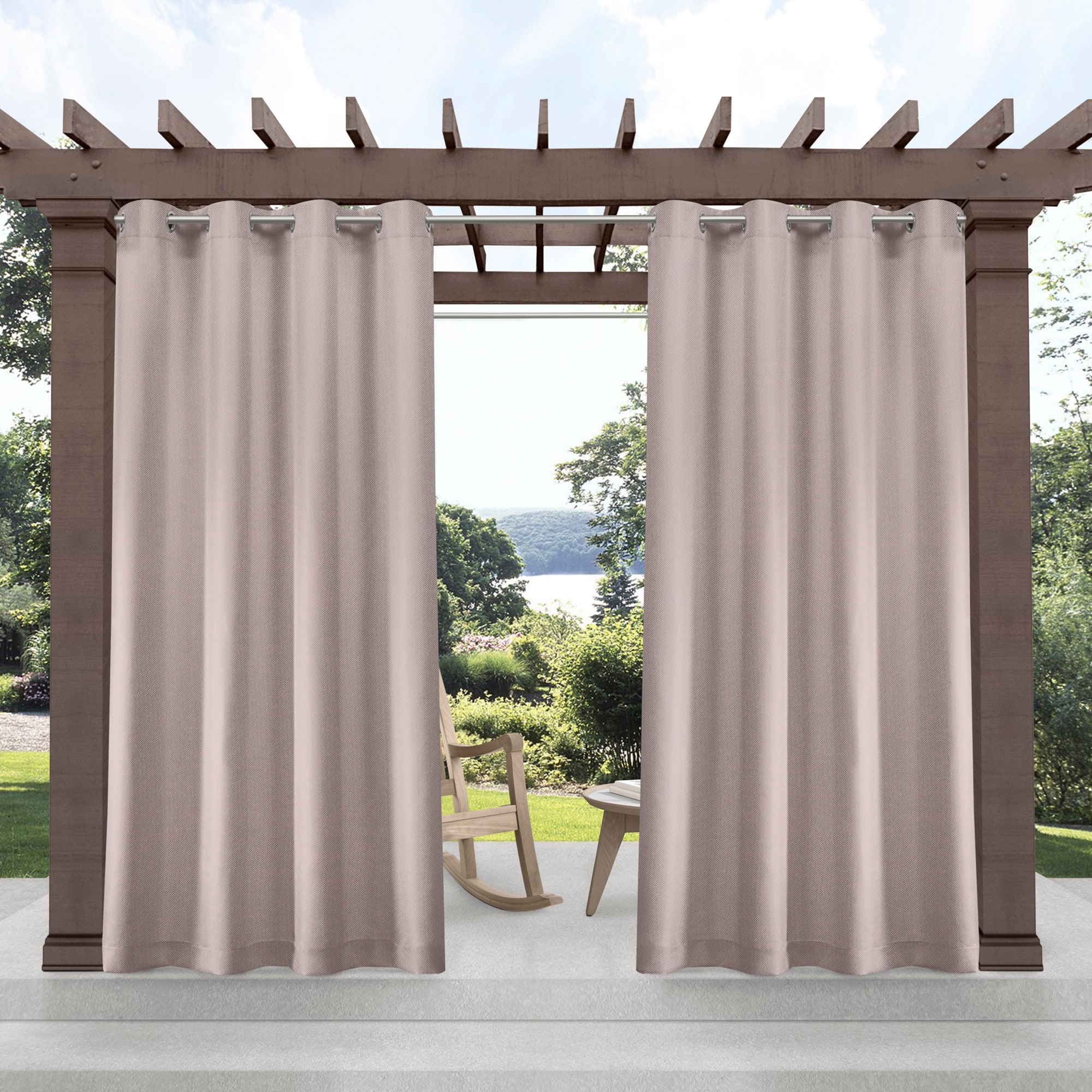 Exclusive Home YA013546DSEHG1 A261 120-in Outdoor Blush Light filtering Grommet Curtain panel pair