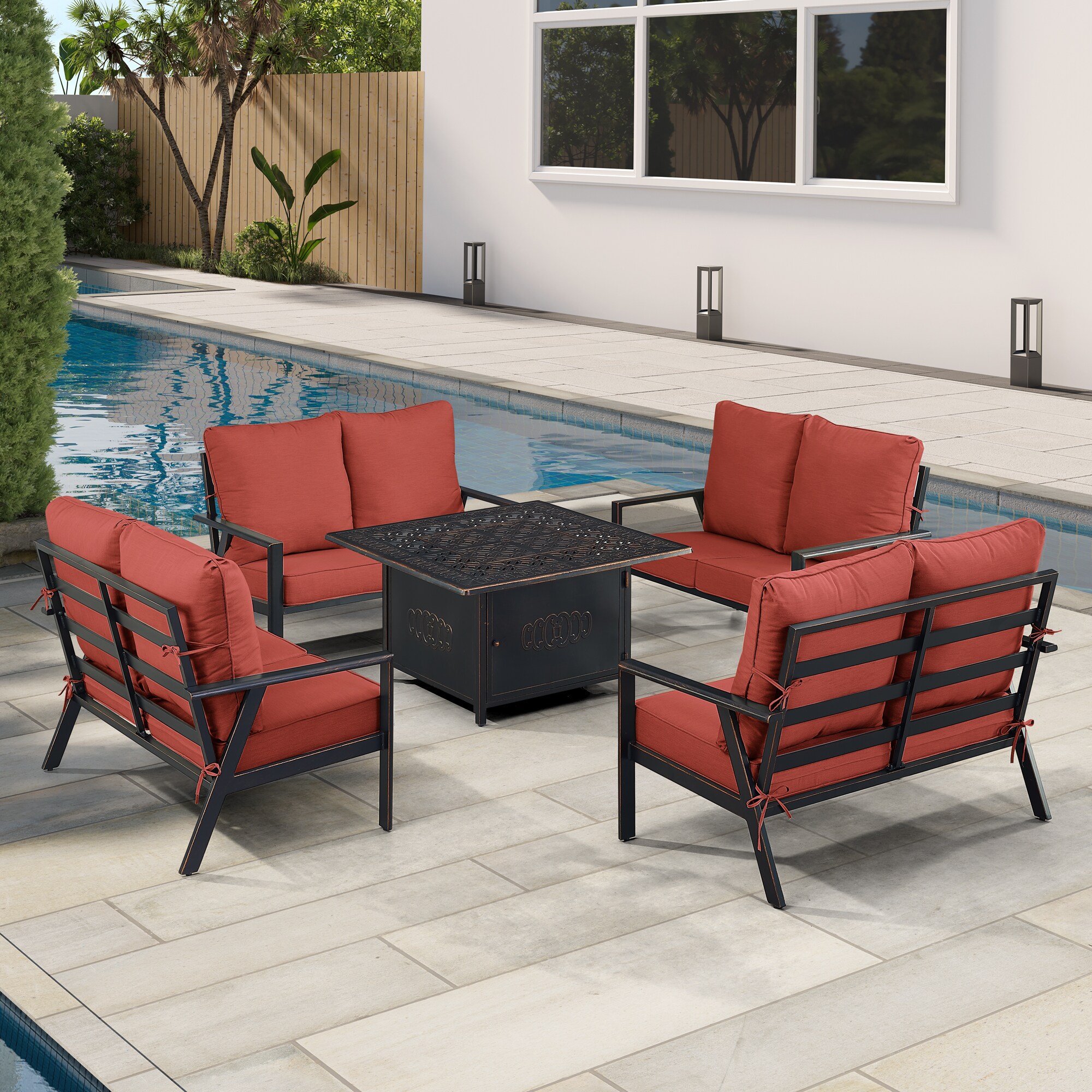 Oakland Living LUX4LSRONINRDCUA Patio-Conversation-Sets - View #3