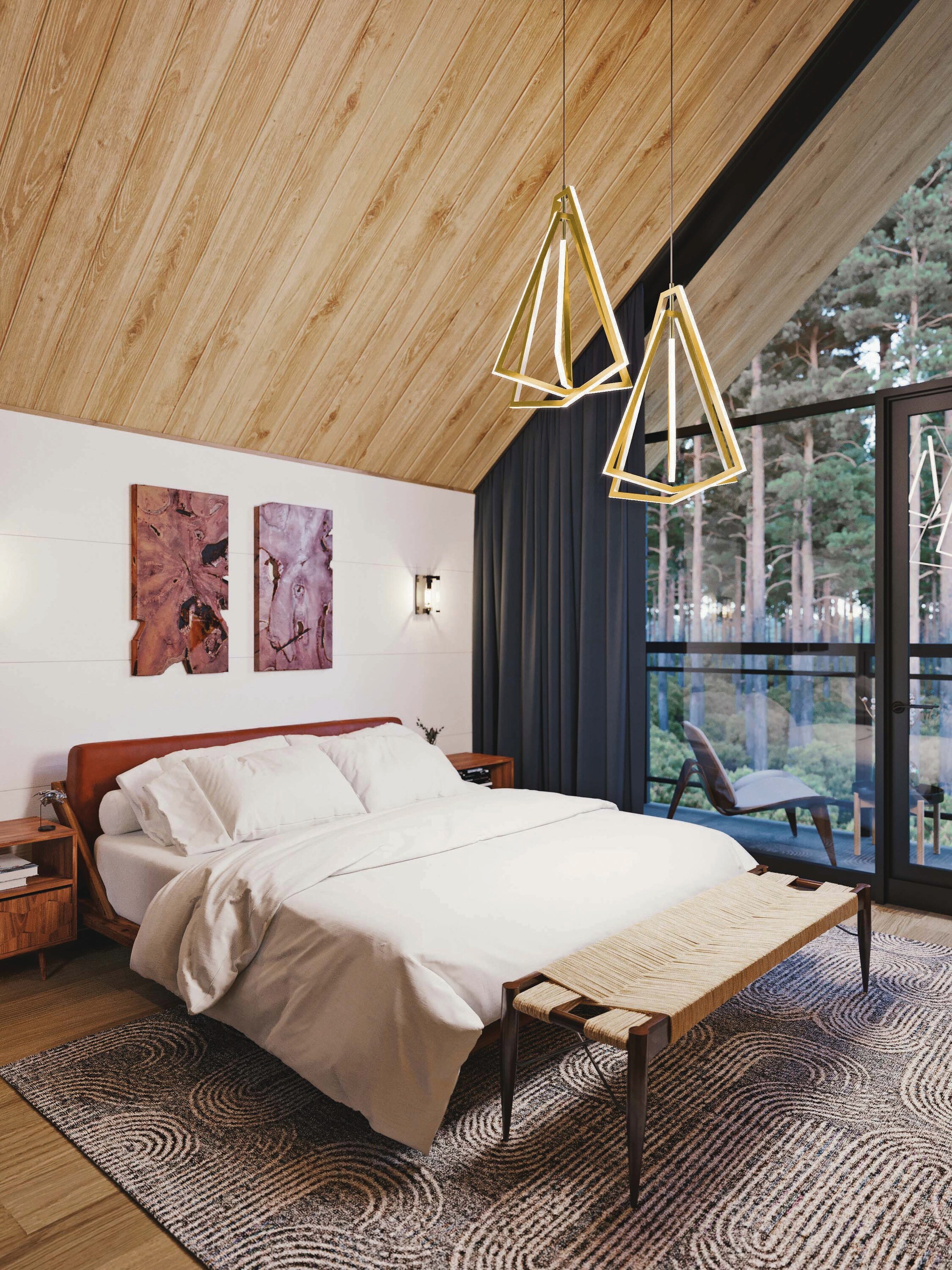 Gianna 14.88'' Gold Aluminum Modern LED Pendant with Satin Nickel Finish
