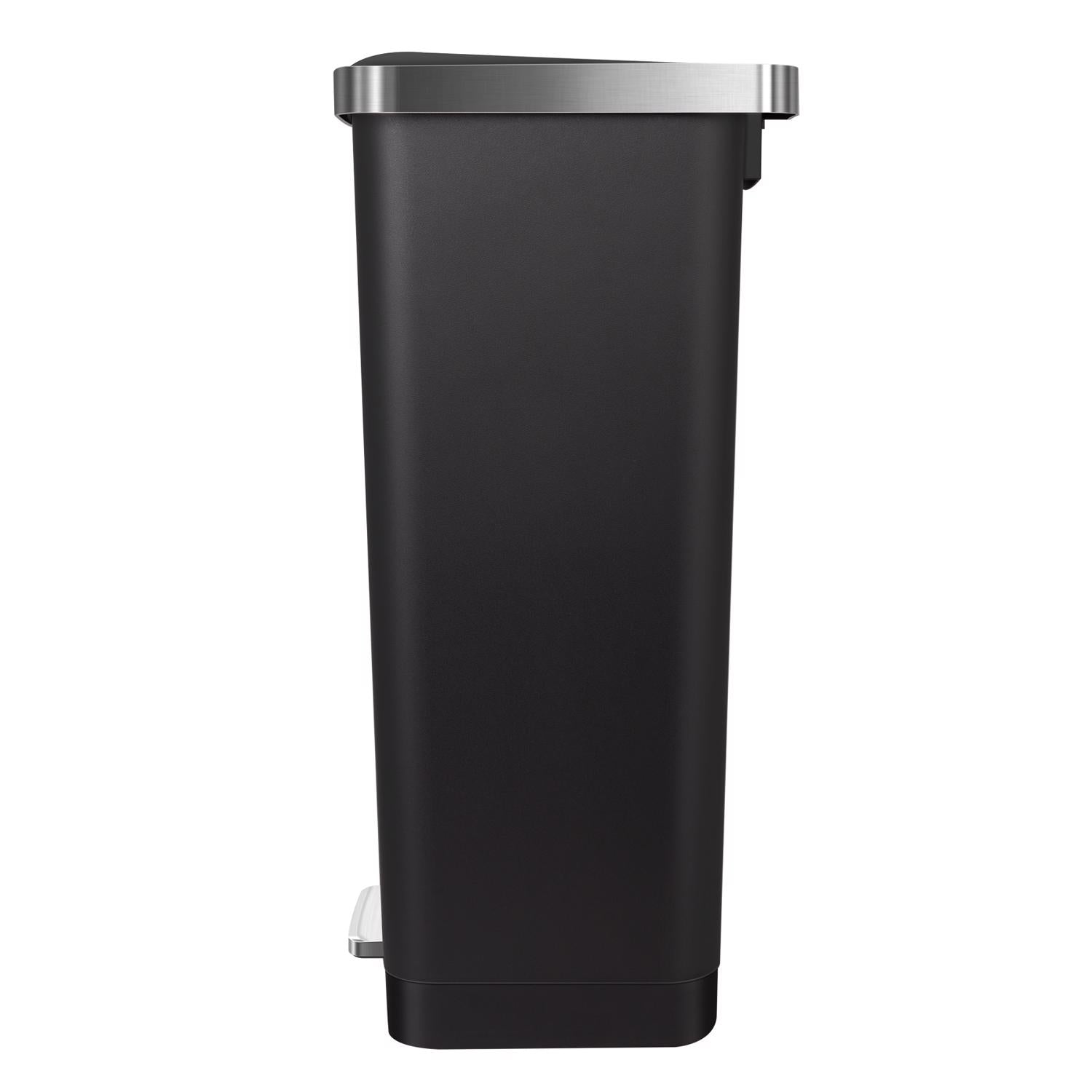 EKO Hana Plastic Step Trash Can 11.9 gal Black Pack of 2 in the