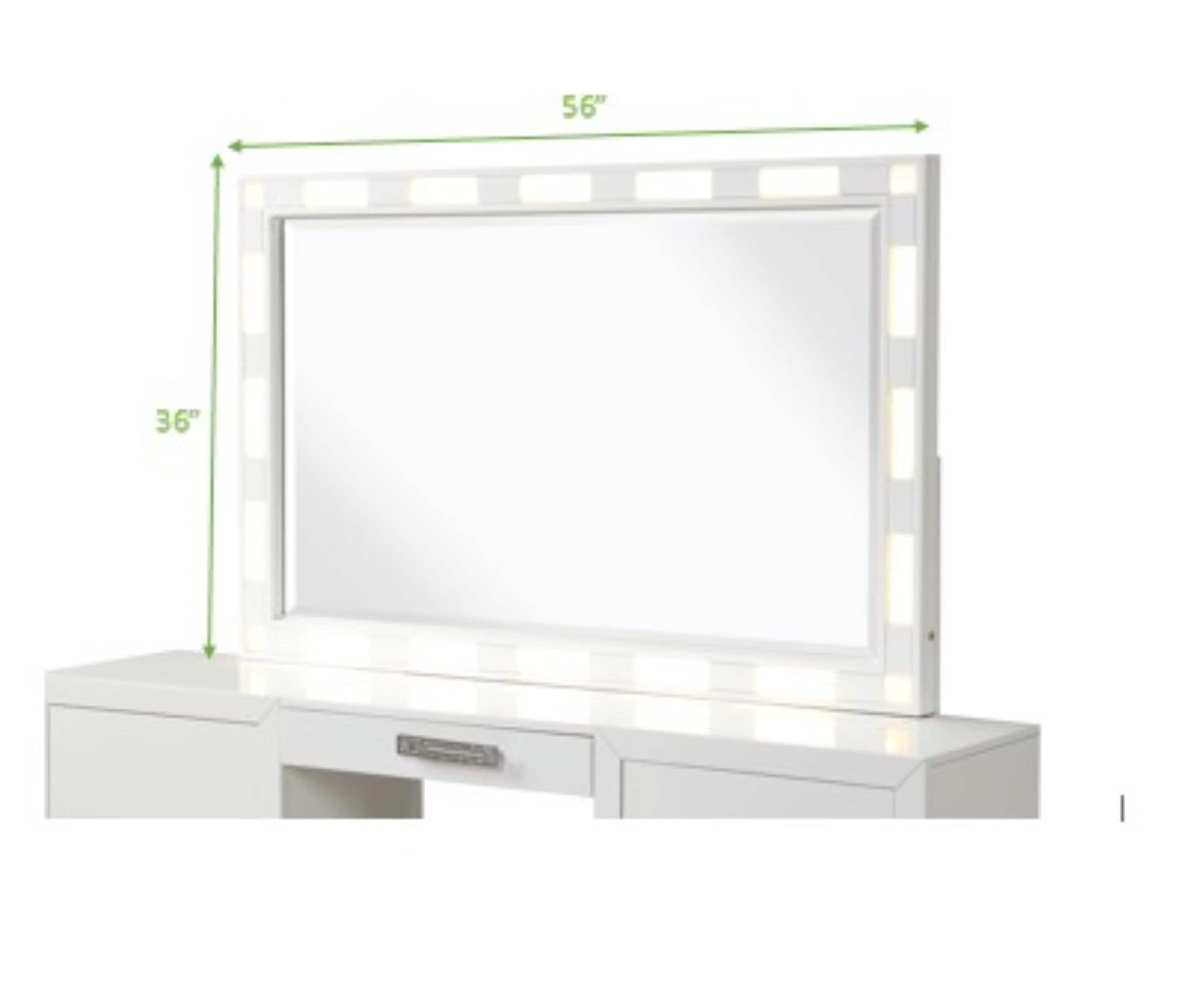 Milky White Queen 5-Piece LED Bedroom Set with Upholstery