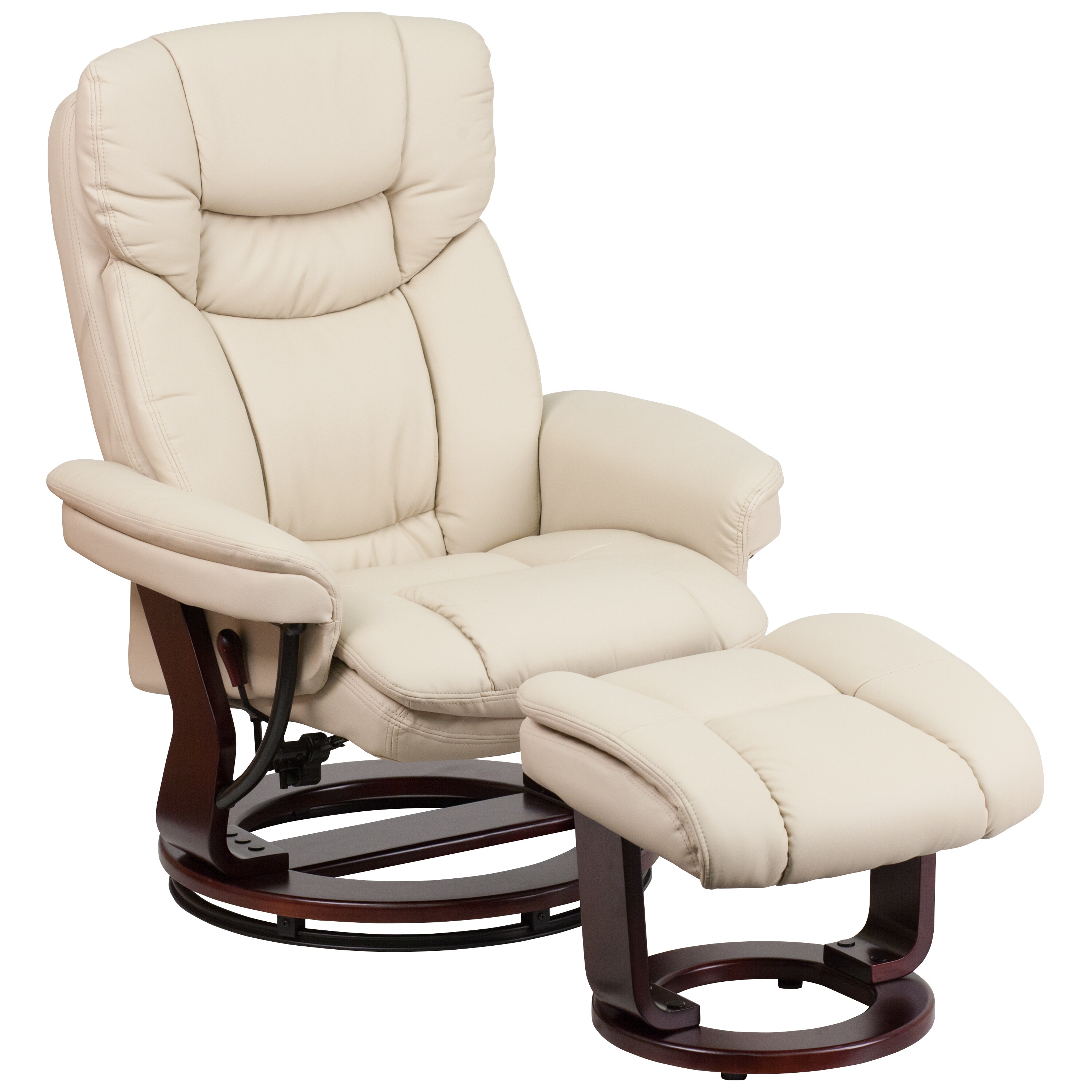Flash Furniture Palomino Faux Leather Upholstered Swivel Recliner with  Ottoman Set