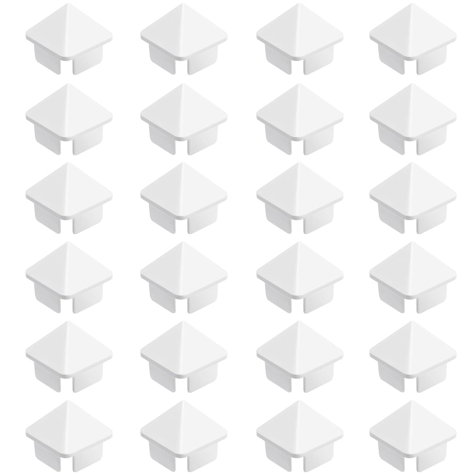 Afoxsos  Sharp Vinyl Picket Caps Pyramid Style Vinyl Post Caps Vinyl Fence Caps White 24 Pieces 1 1/2 in by 1 1/2 in durable home and garden