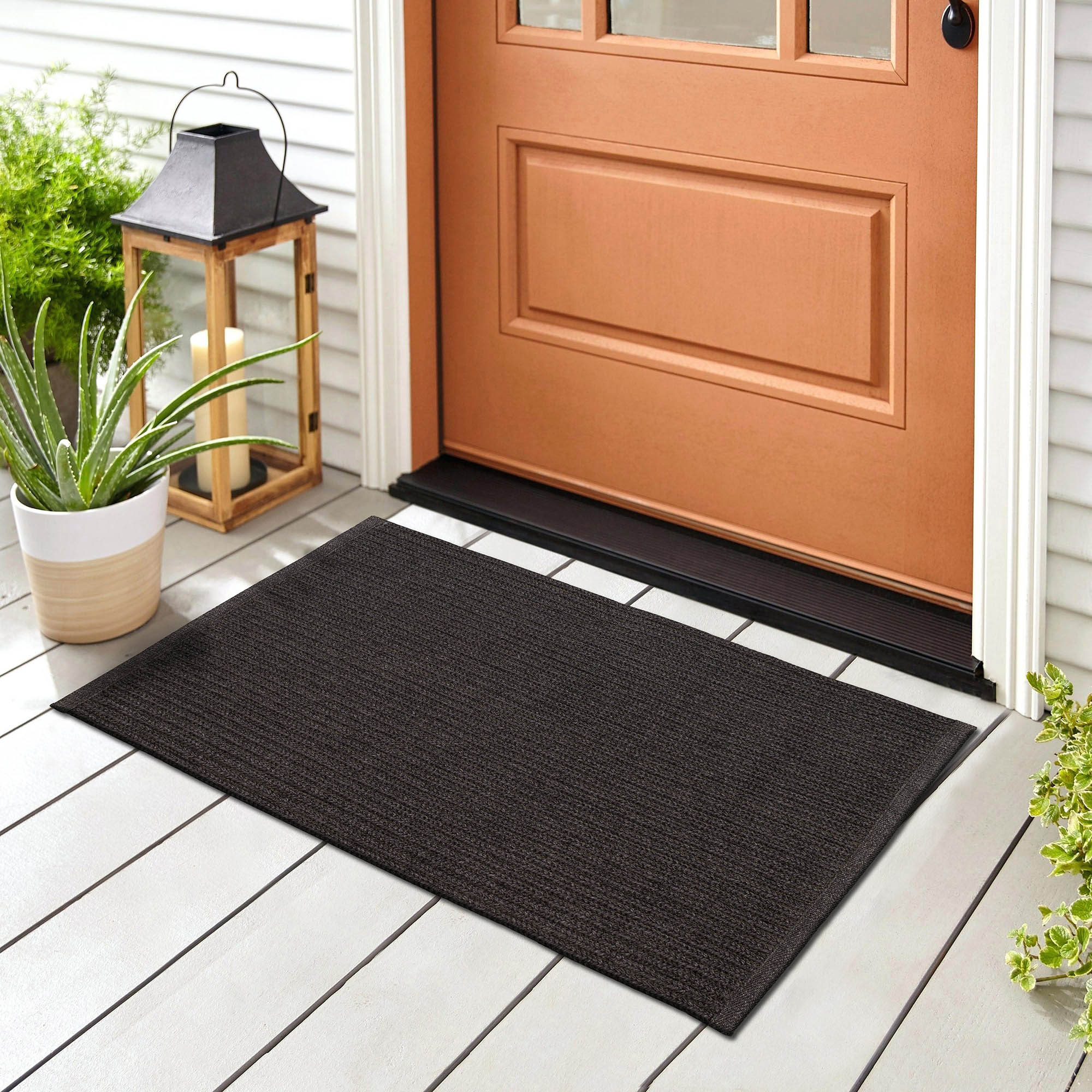 Liora Manne CAI23678148 Calais 2 x 3 (ft) Braided Polypropylene Charcoal Rectangular Indoor/Outdoor Solid Throw rug