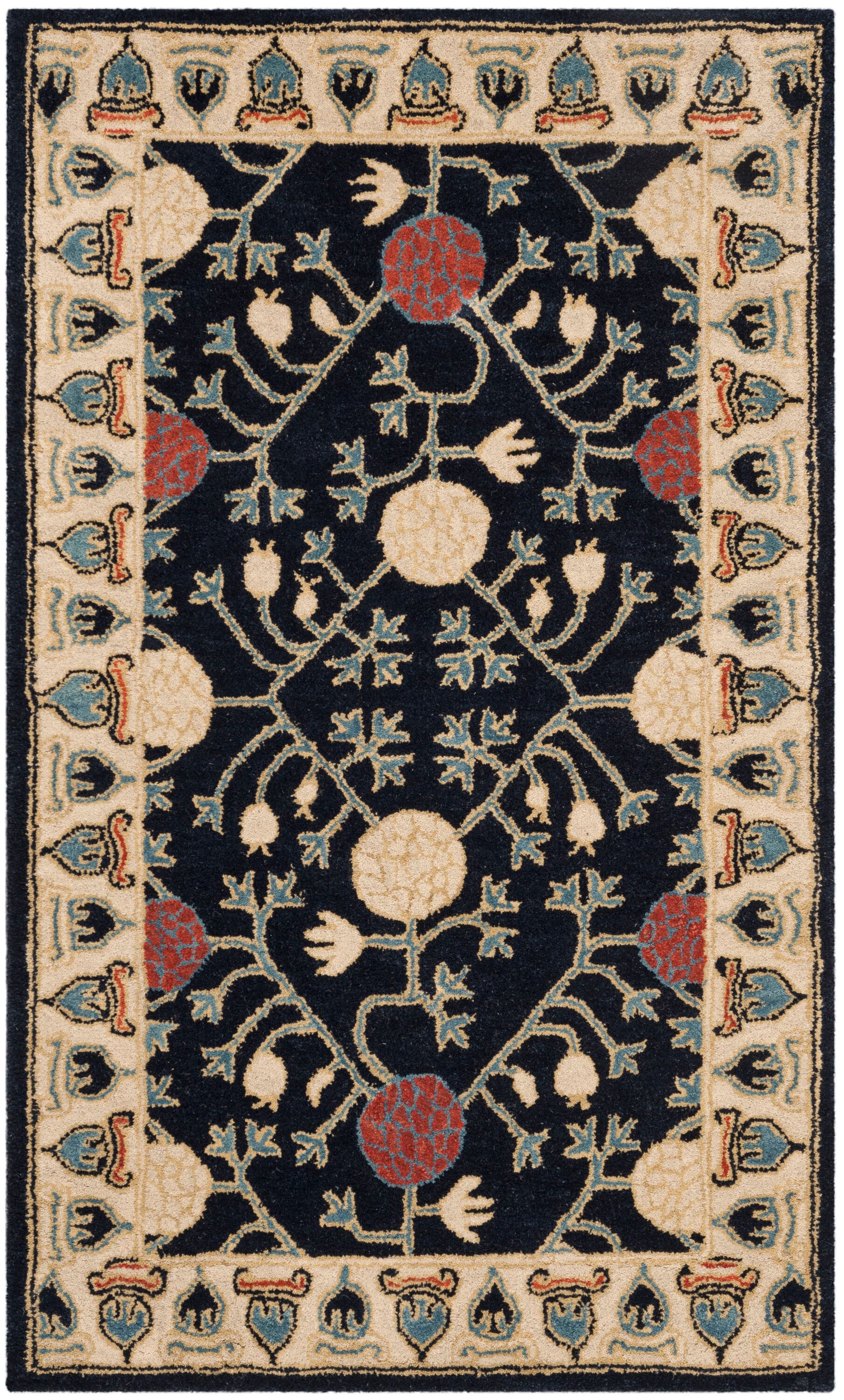 Ivory and Navy Hand-Tufted Wool Rectangular Area Rug