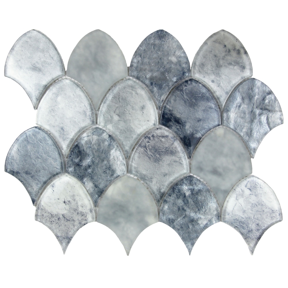 The Tile Life SATLASHELCY Sample- Seashell Cyan 4-in x 4-in Frosted Glass Stone Look Wall Tile