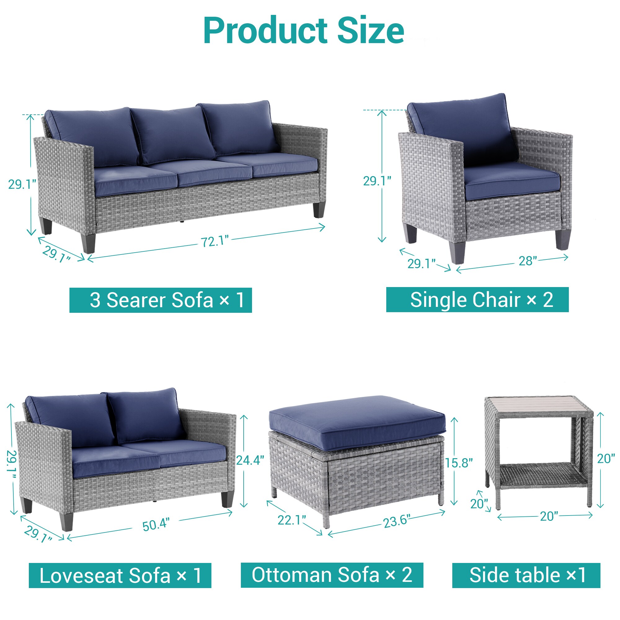 Sonkuki SD-PS-115HNY-S3T3 Patio-Conversation-Sets - View #2