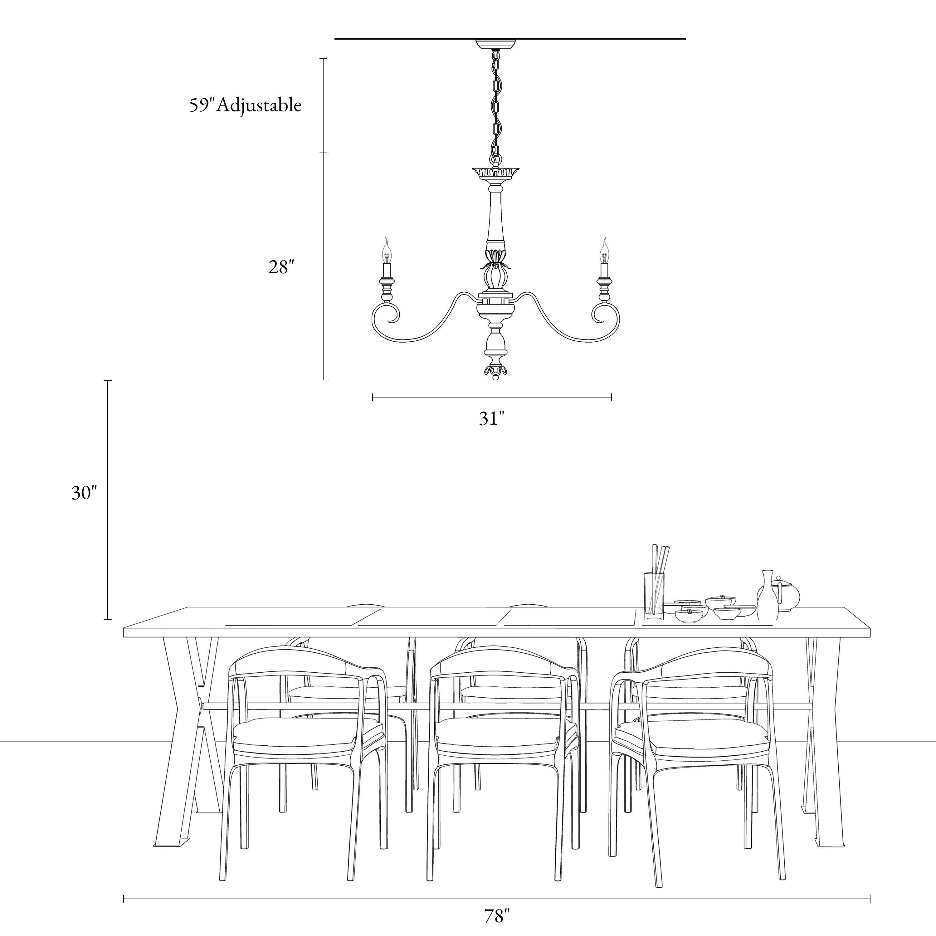 Rustic French Country 6-Light Distressed Wood Chandelier