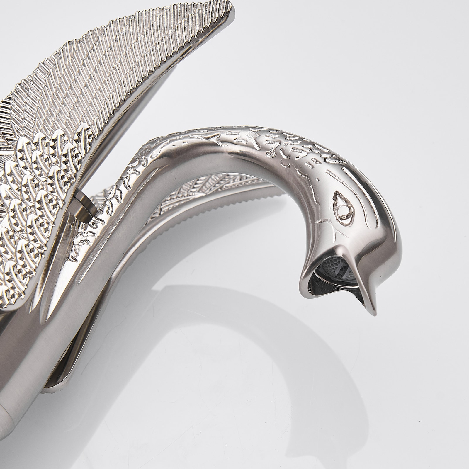 Brushed Nickel Swan Single Handle Bathroom Faucet with Pop Up Drain