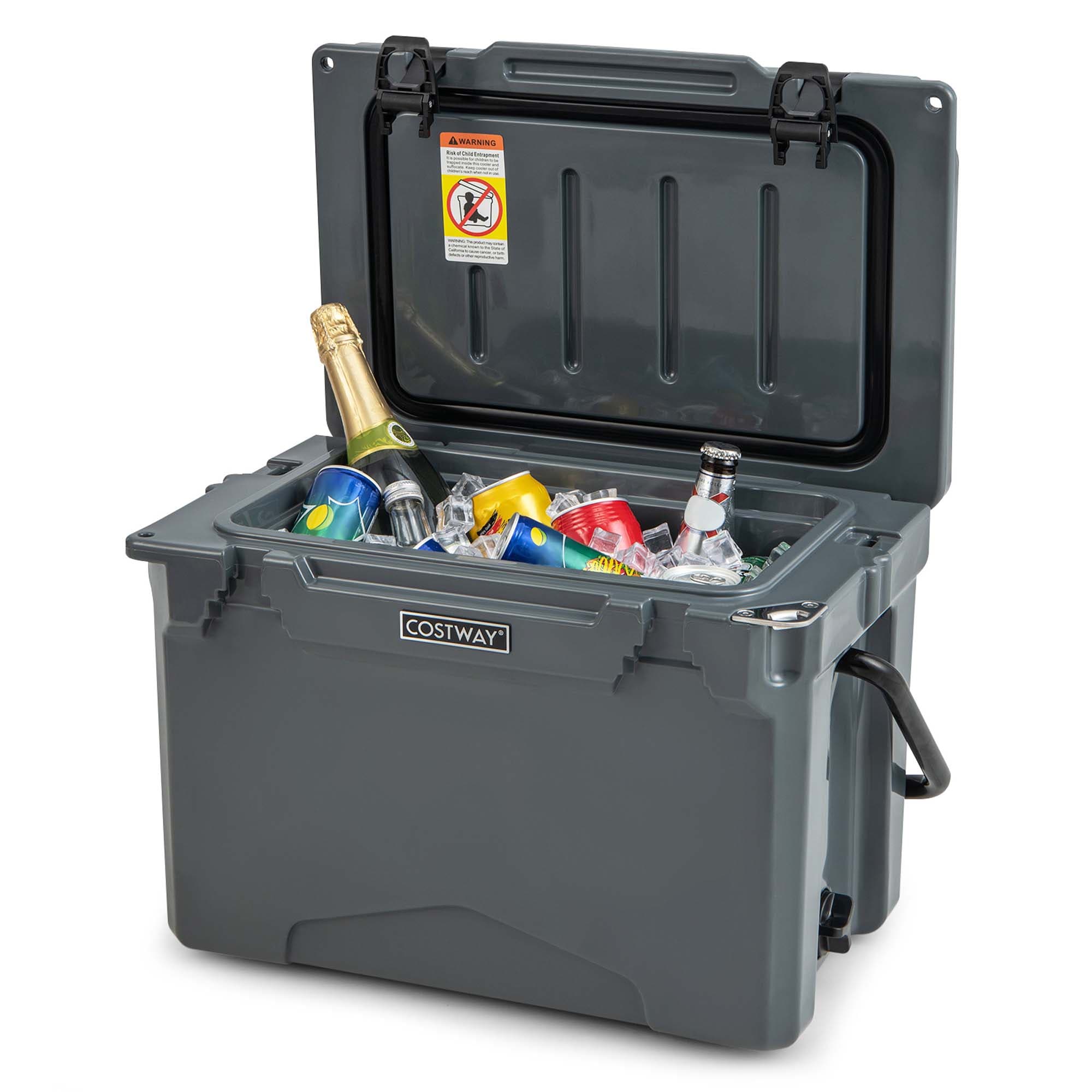 Costway  25 QT Portable Cooler Rotomolded Ice Chest Insulated Ice Box for 5-7 Days Charcoal