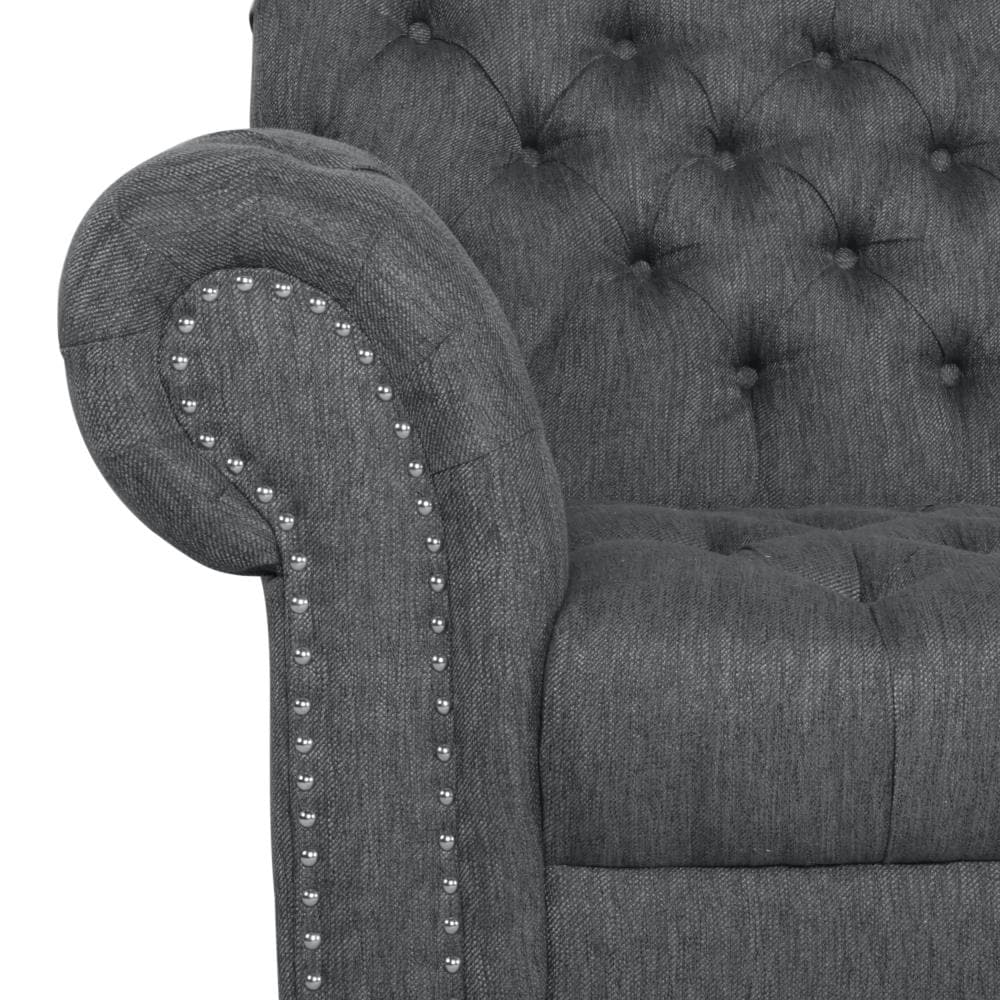 Best Selling Home Decor Chesterfield 84.5-in Modern Charcoal and Dark ...