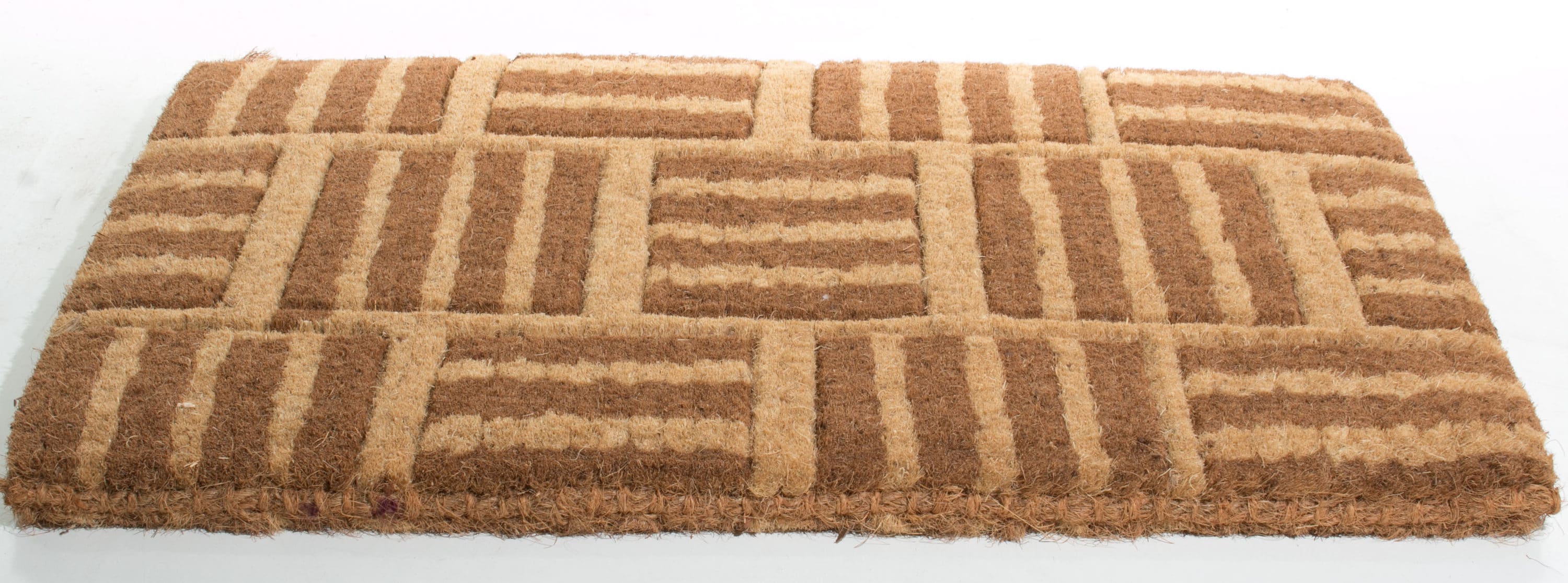 Brown and Beige Coir Outdoor Rectangular Doormat 18x30x1.5"