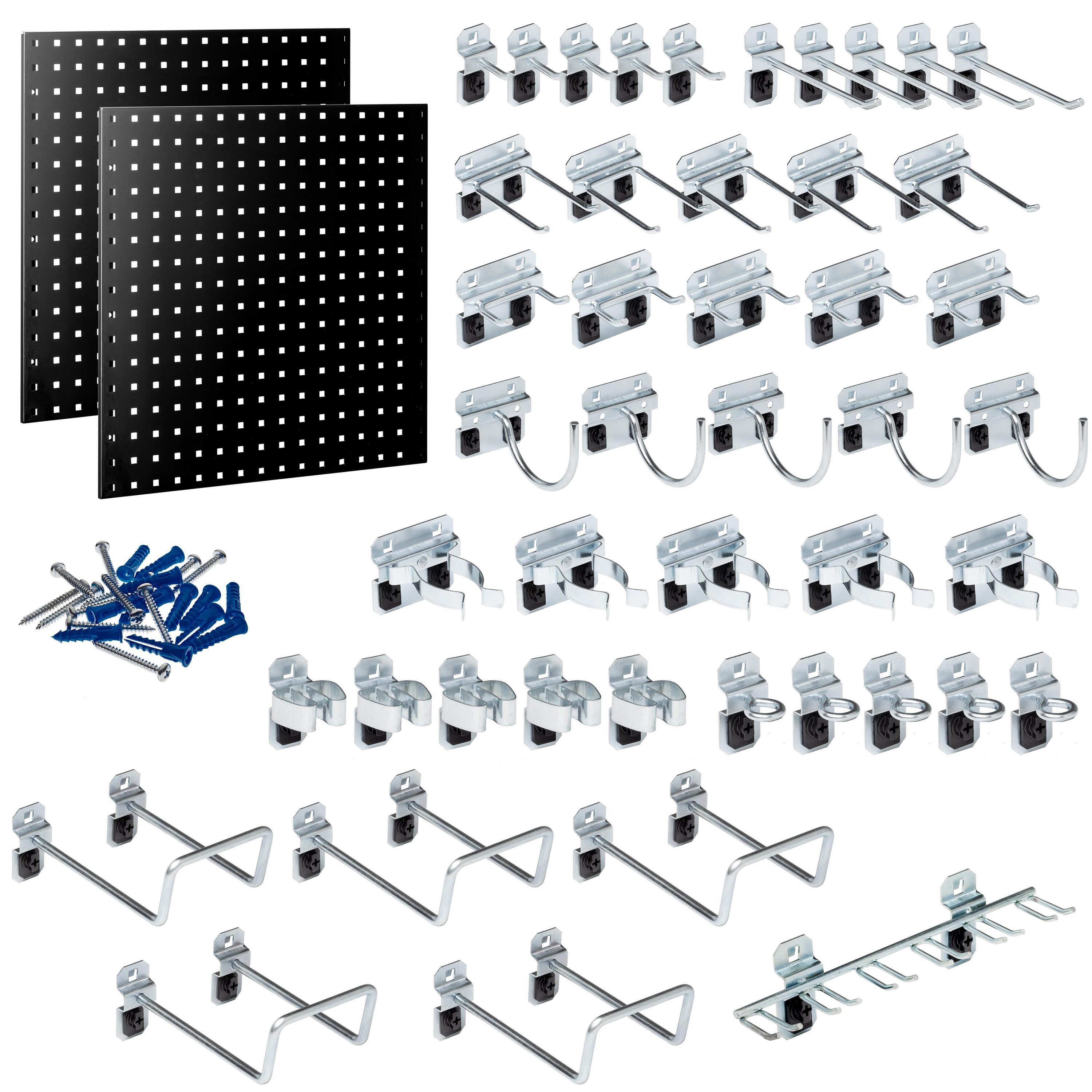 Triton Products LB1-BKKIT LocBoard 48 -Piece Steel Pegboard kit in Black 24-in W x 24-in H