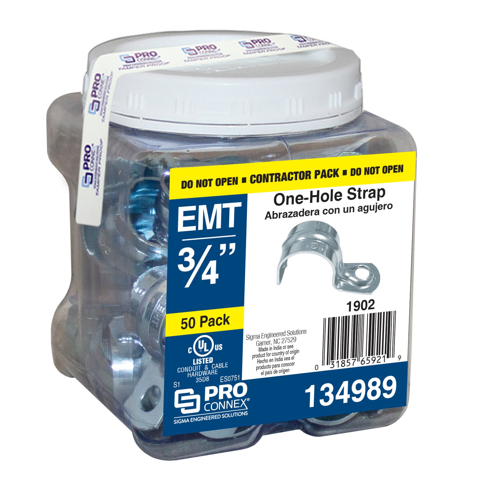 Sigma ProConnex 3/4-in Electrical (EMT) Zinc-plated Steel One-hole Strap  Conduit Fittings (50-Pack) in the Conduit Fittings department at