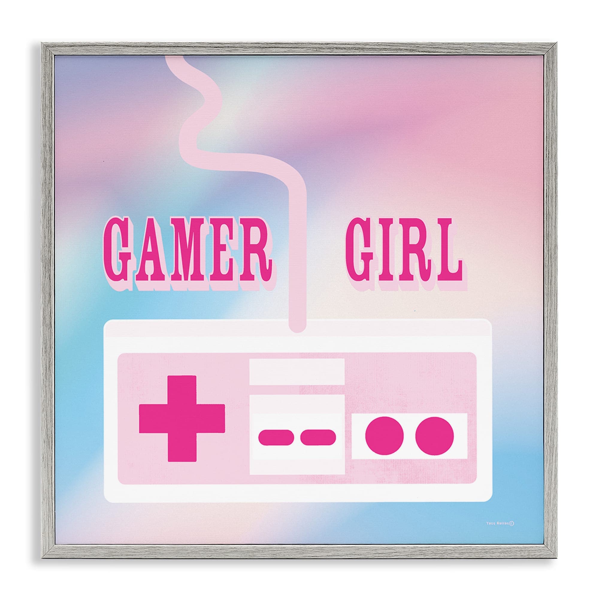Stupell Industries BS-711-GFF-12X12 Pastel Gamer Girl Controller Gray Framed Giclee Art By Yass Naffas Designs 12 x 12
