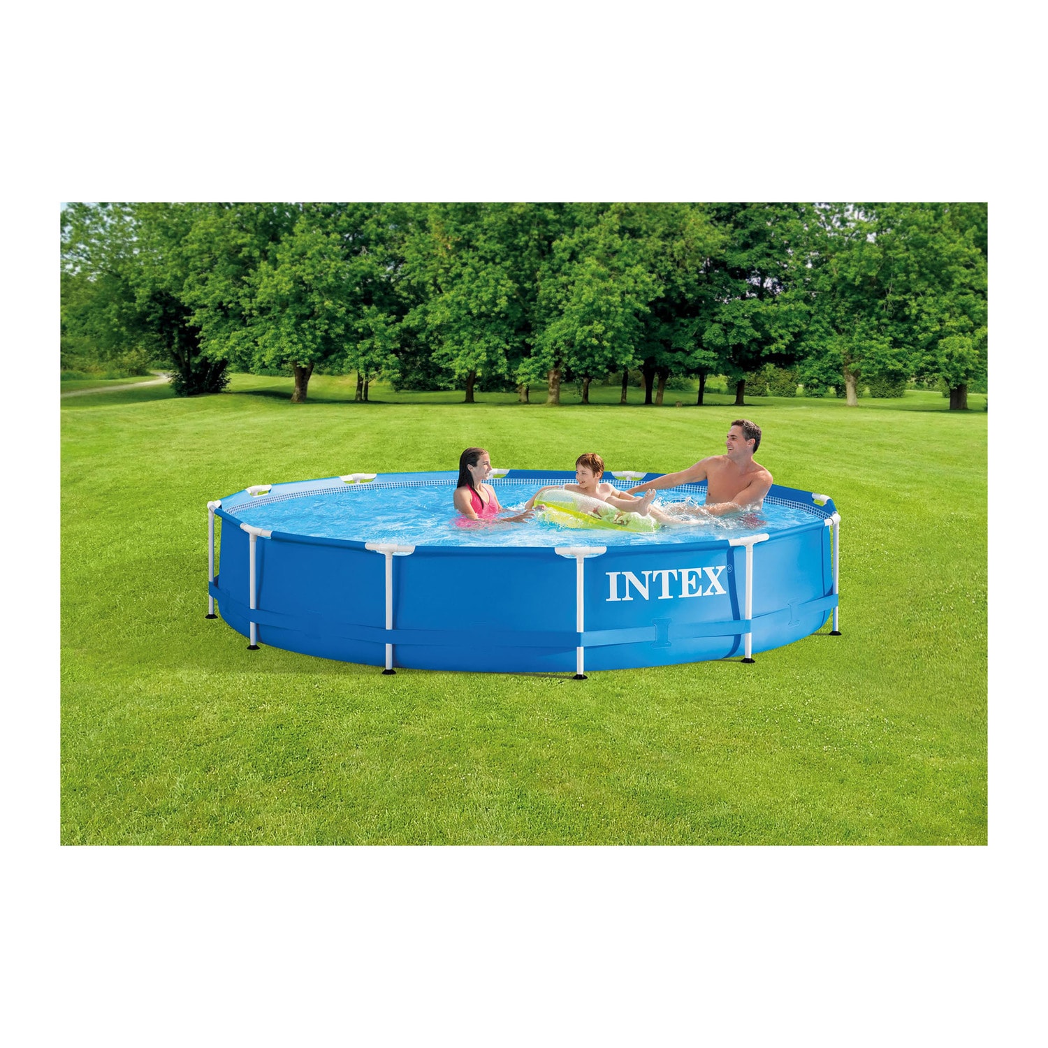 Intex 12-ft x 12-ft x 30-in Metal Frame Round Above-Ground Pool with ...