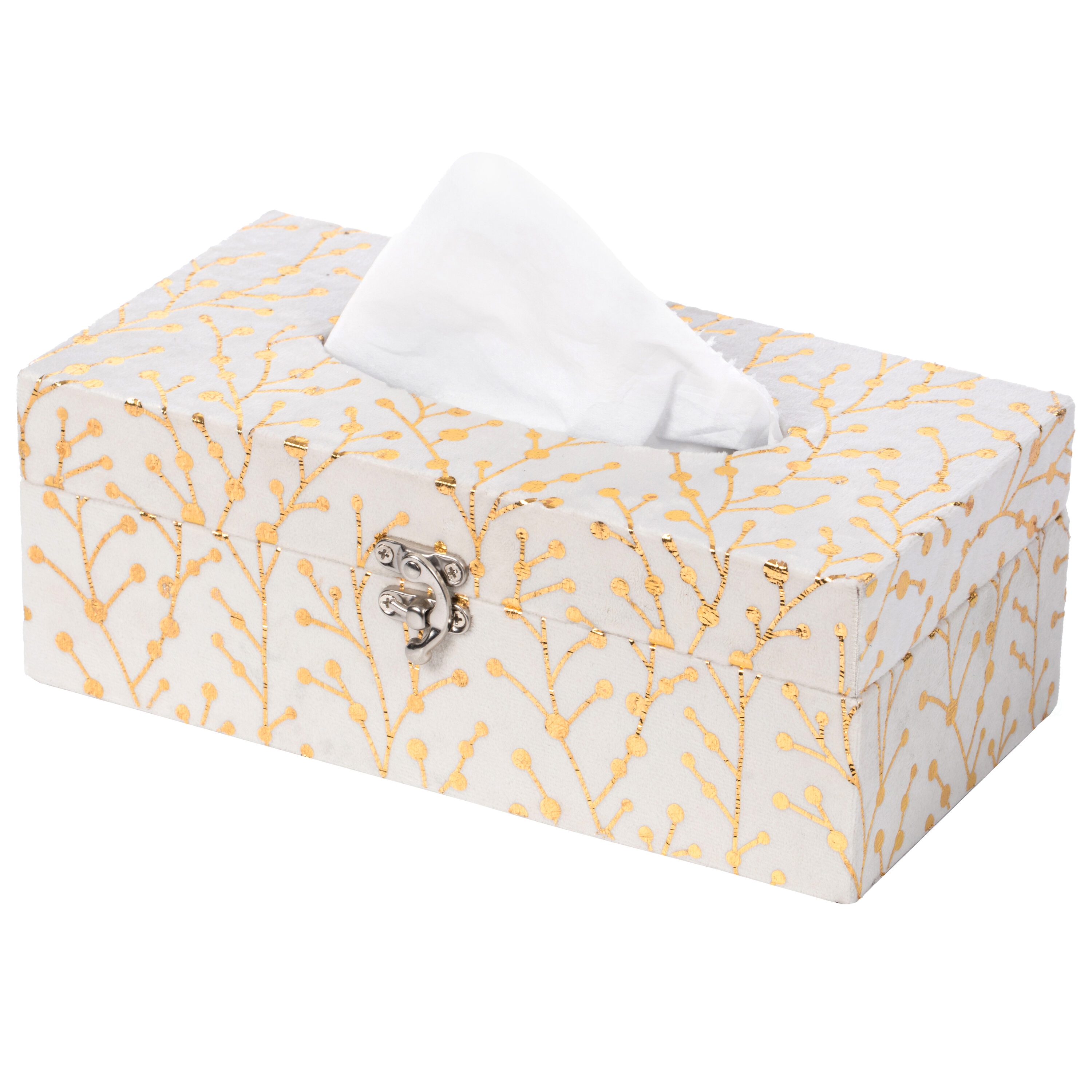 Vintiquewise White Wood Facial tissue holder #QI003978-RC-WT