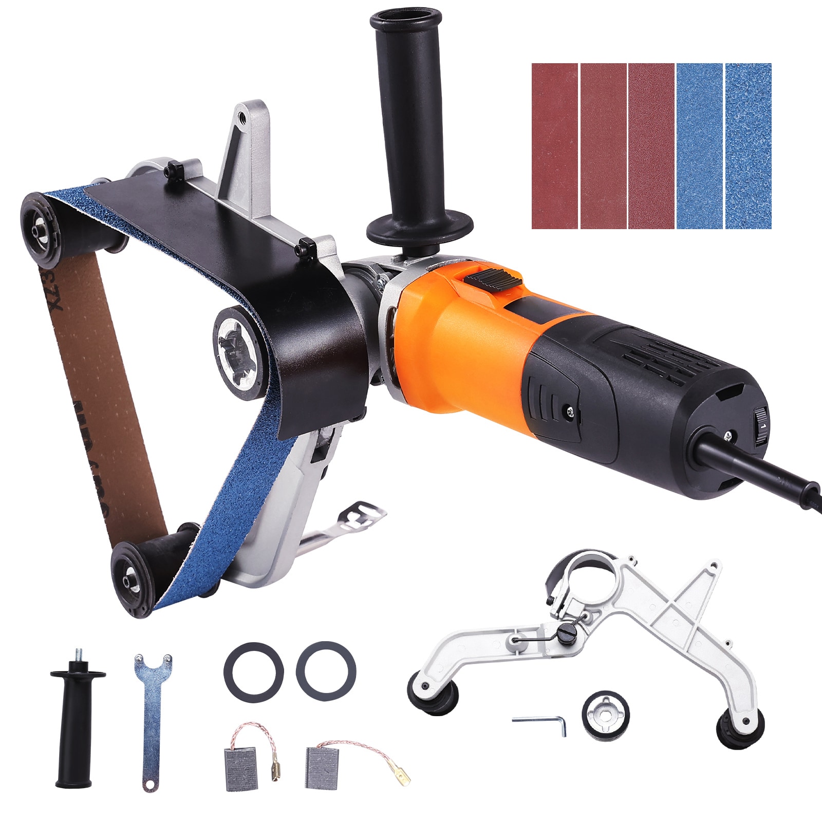 VEVOR Pipe Tube Polisher Sander  1000W Pipe Belt Sander with 6 Variable Speeds 1100-3200rpm  Professional Belt Sander Grinding Machine with 100PCS Sanding Belts for Burnishing Finishing Rust Removal