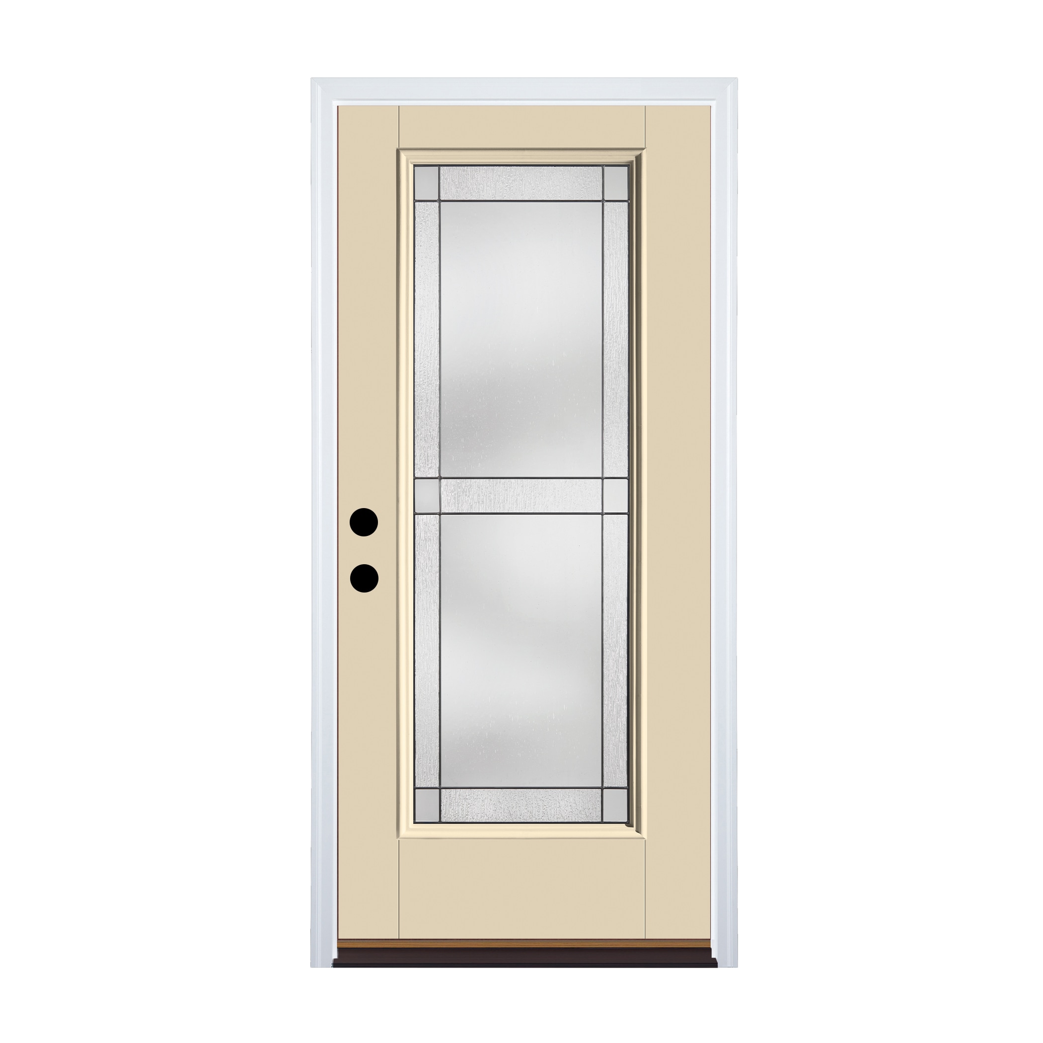 Therma-Tru TT651823SOS Grid Entry Door 36-in x 80-in x 6-9/16-in Fiberglass Full lite Right-hand inswing Fossil Painted Prehung Front Door with Brickmould Insulating core