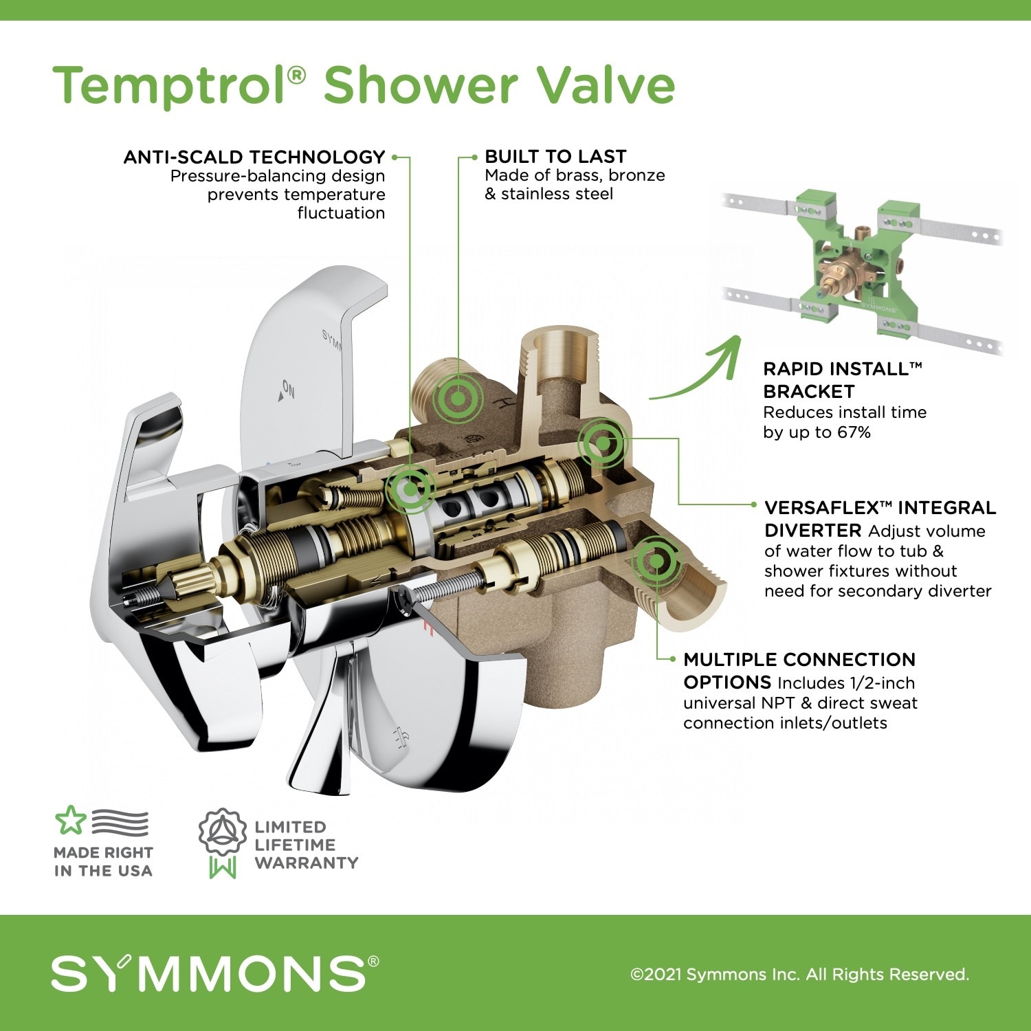 Symmons 262BRBODY Temptrol 1/2-in ID Iron pipe size x 1/2-in OD Iron pipe size Brass Pressure balancing valve