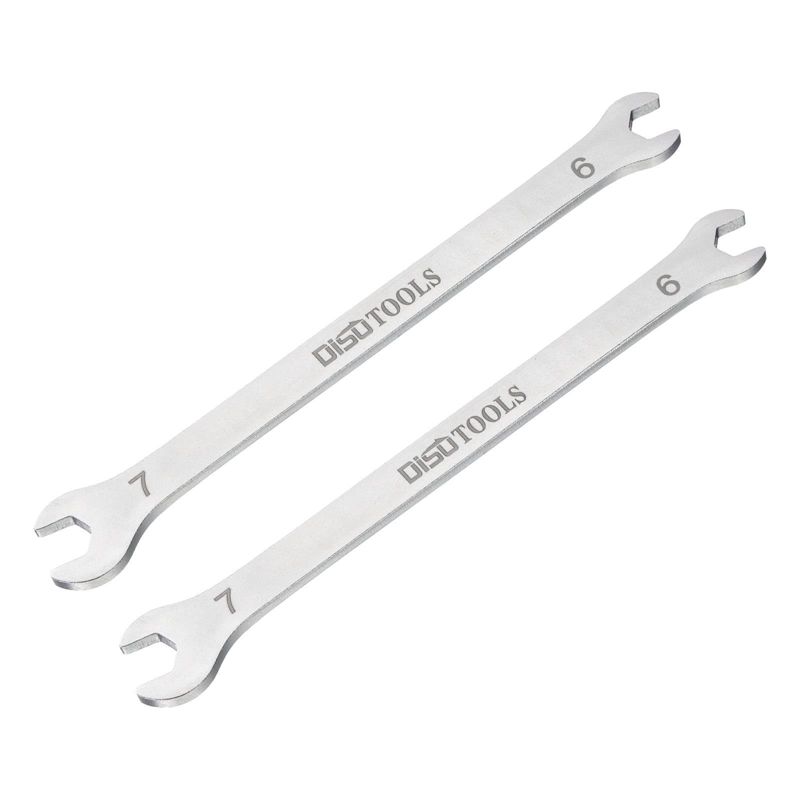 Unique Bargains 2pcs Thin Open End Wrench 6mm x 7mm Metric Sandblasting Plated 3cr13 Stainless Steel Double Ended Slim Spanner for Household Maintenance and General Repairs #S26030900UX0809