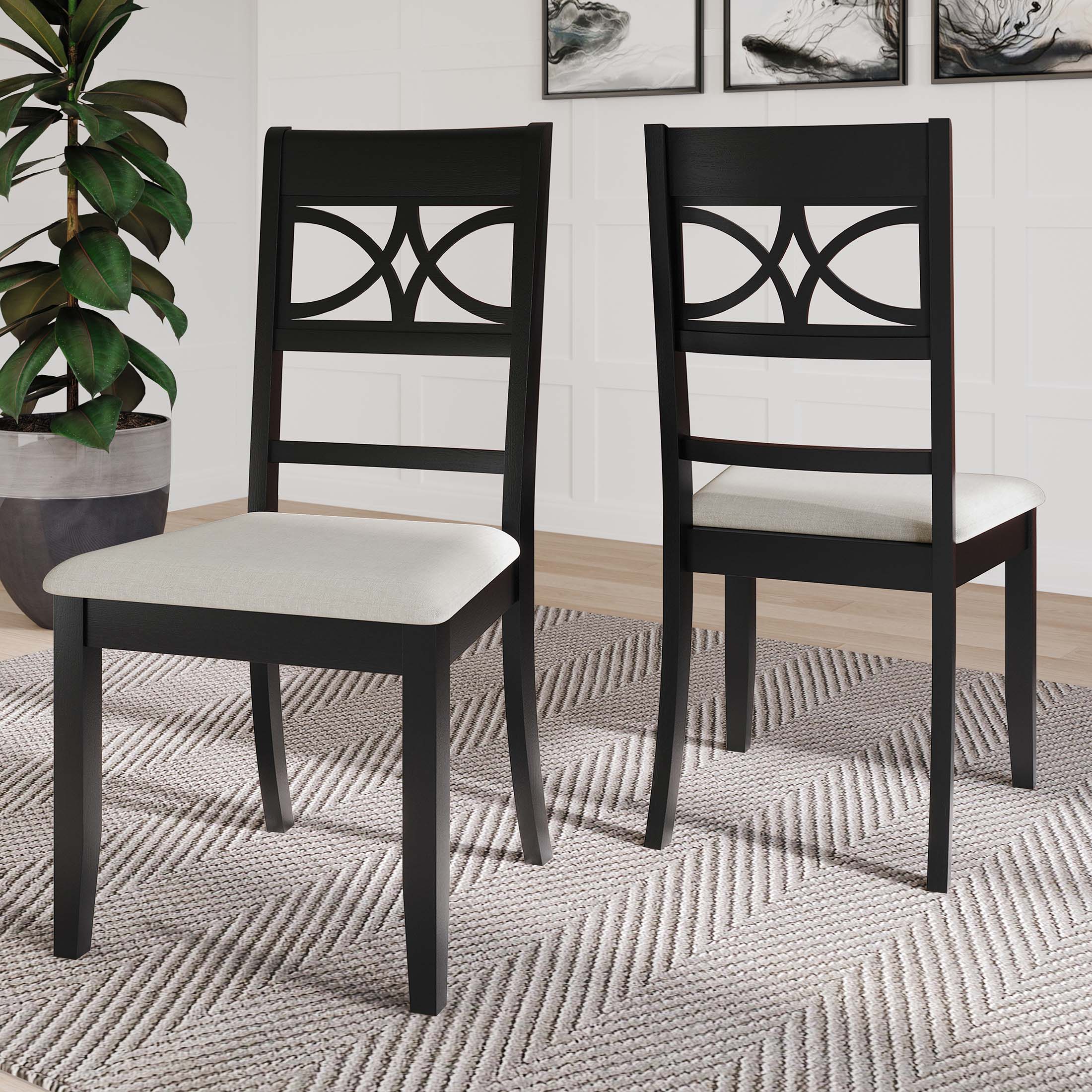 CasePiece C3070US-BK-WD-2X Polyester Upholstered Dining Side Chair (Wood Frame)