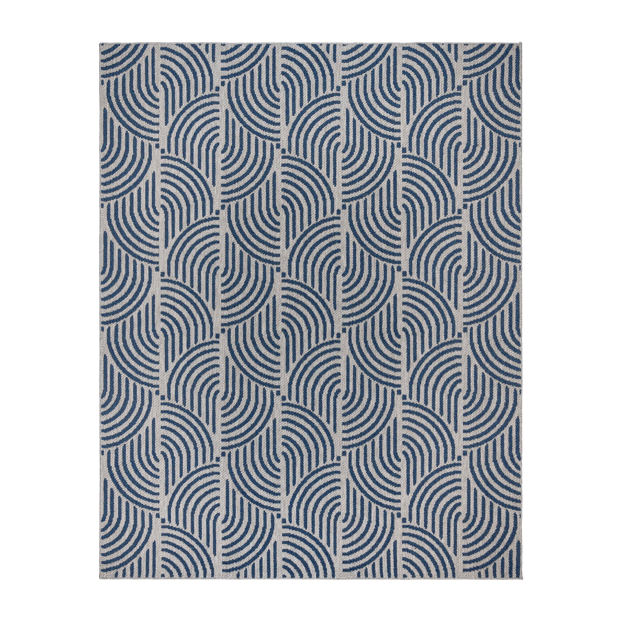 allen + roth 28219 Rounded Shores 8 x 10 (ft) Polypropylene Blue Gray Rectangular Indoor Geometric Area rug