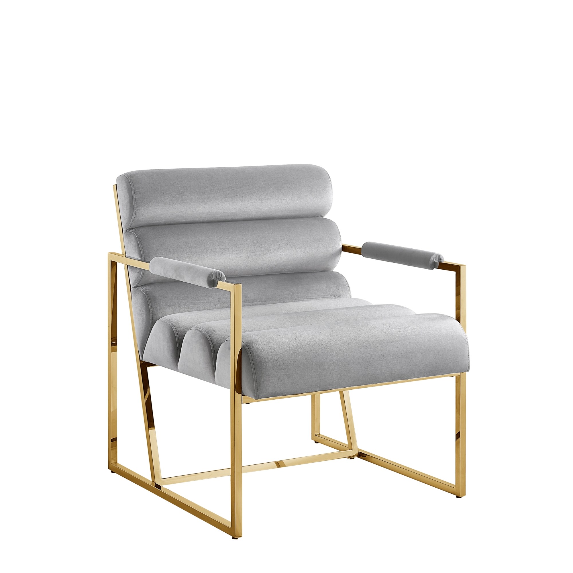 Inspired Home Maja Modern Grey/Gold Velvet Accent Chair in the Chairs ...