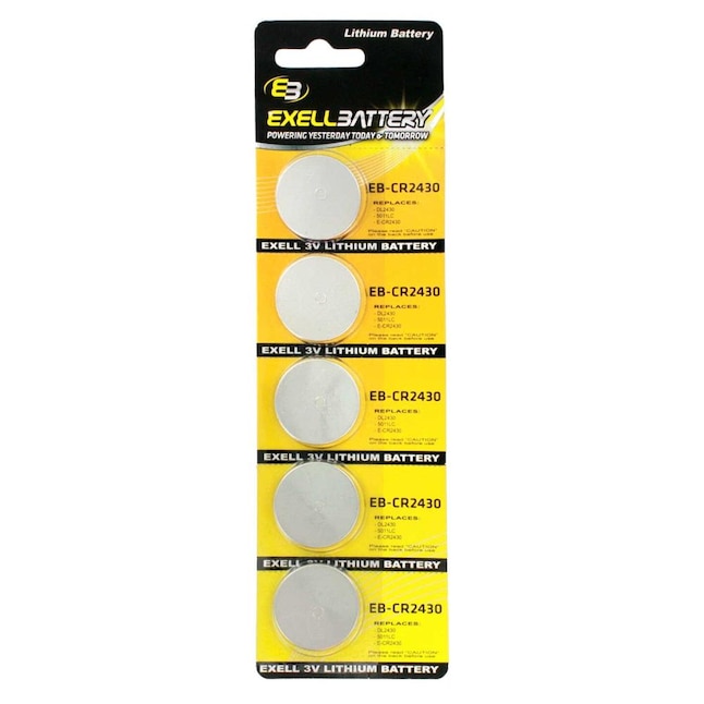 Exell Battery Lithium CR2430 Coin Batteries (5-Pack)