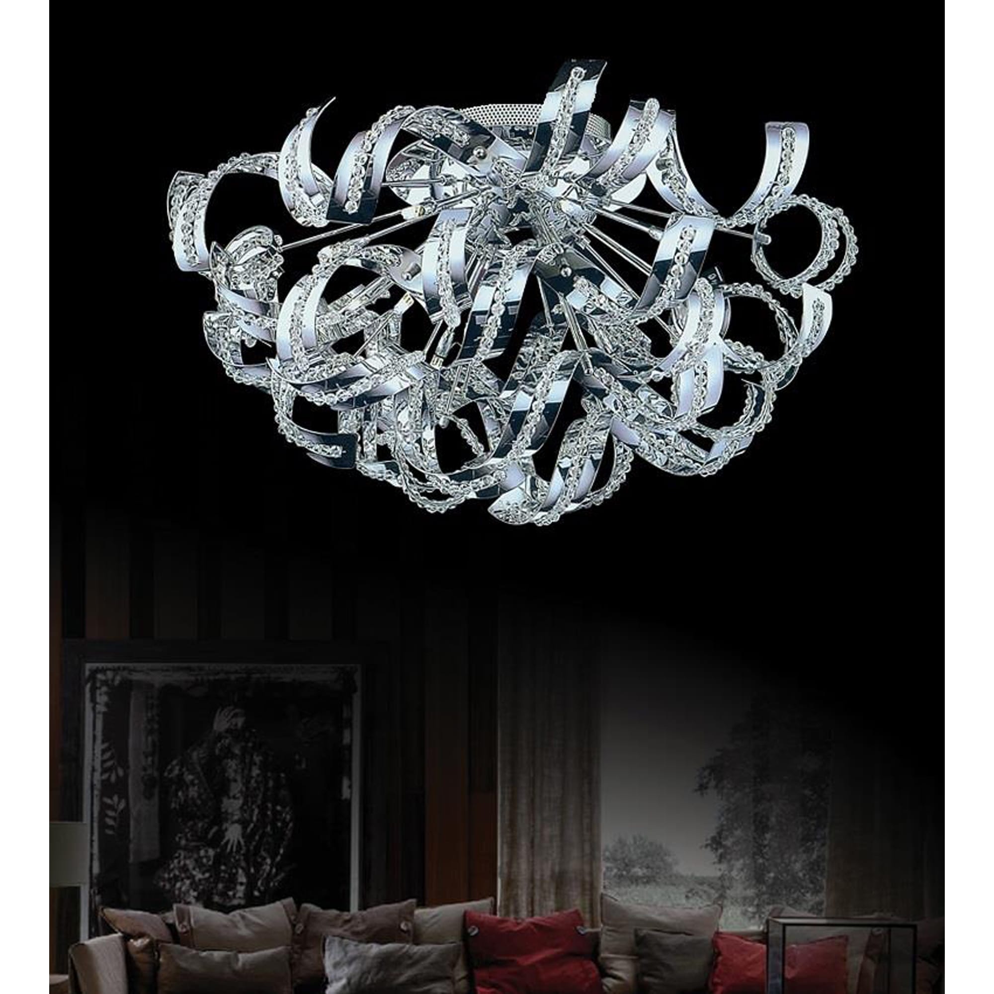 CWI Lighting 5067C18C Swivel 9 -Light 18.0-in Chrome Flush Mount Light