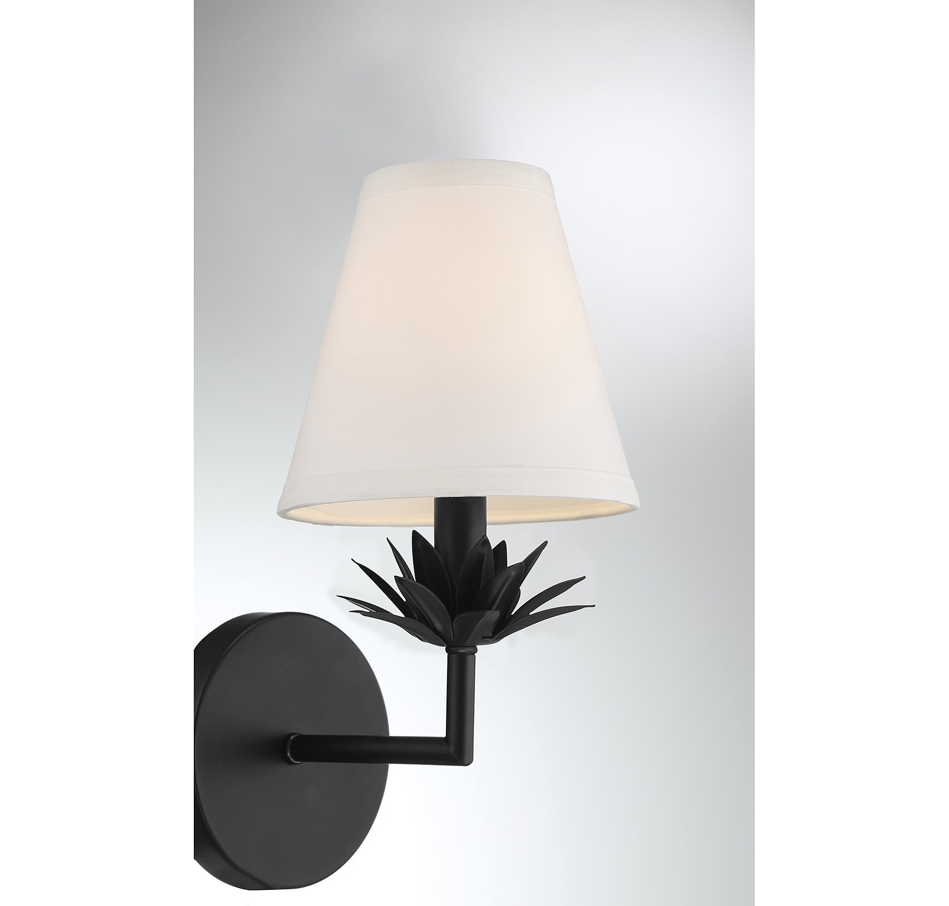 Rosalie Floral Bobeche Matte Black Outdoor Wall Sconce