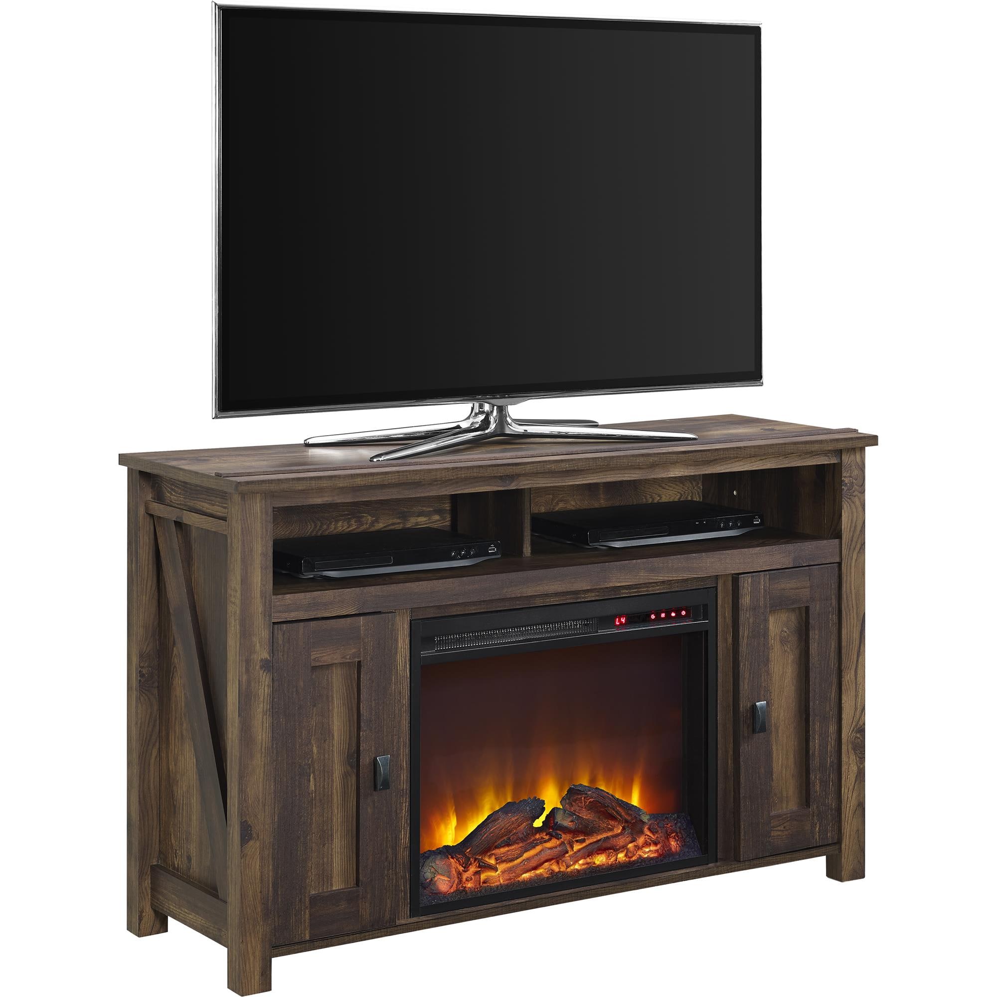 Ameriwood Home 47.6875-in W Rustic TV Stand with Fan-forced Electric Fireplace 1794096COM Sansujyuku sansujyuku.com