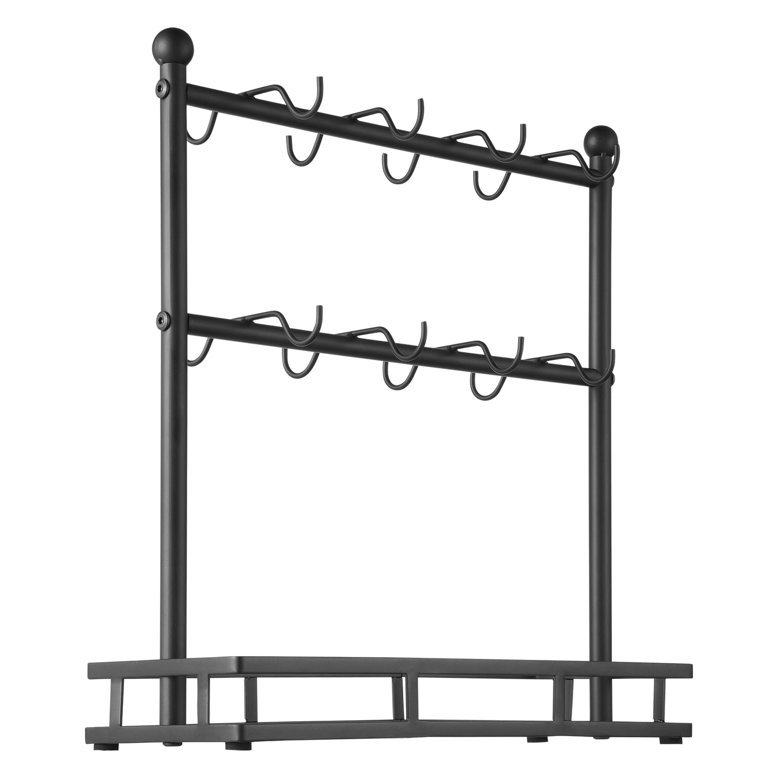 VEVOR SCLSMKBGJFCJ06577V0 Coffee Mug Holder for Countertop 16 Hooks Coffee Cup Holder with Storage Base 2 Tier Mugs Tree Rack Carbon Steel Mug Display Stand for Home Coffee Bar Storage and Display (Matte Black)