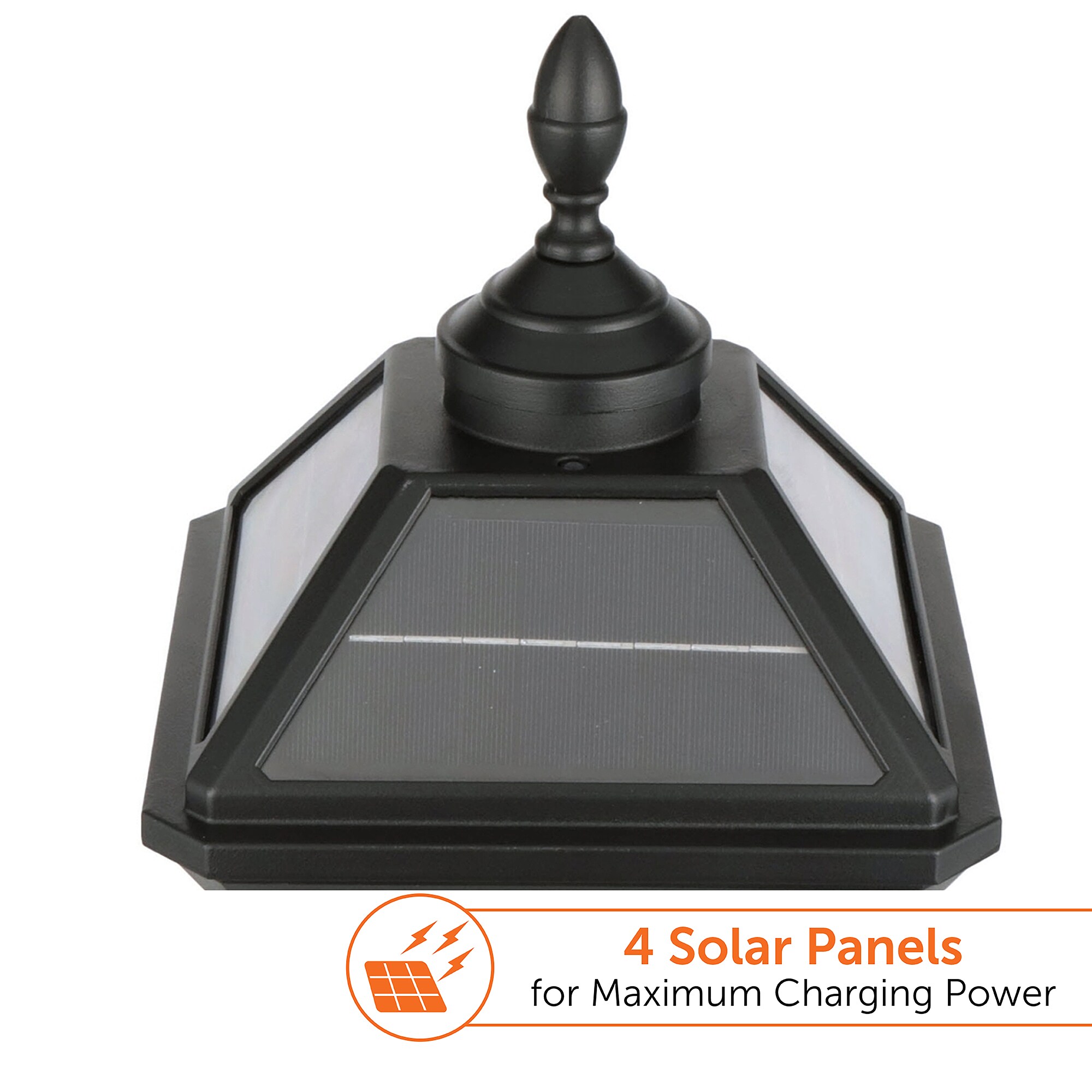 Imperial Black Aluminum Solar Lamp Post with Clear Glass