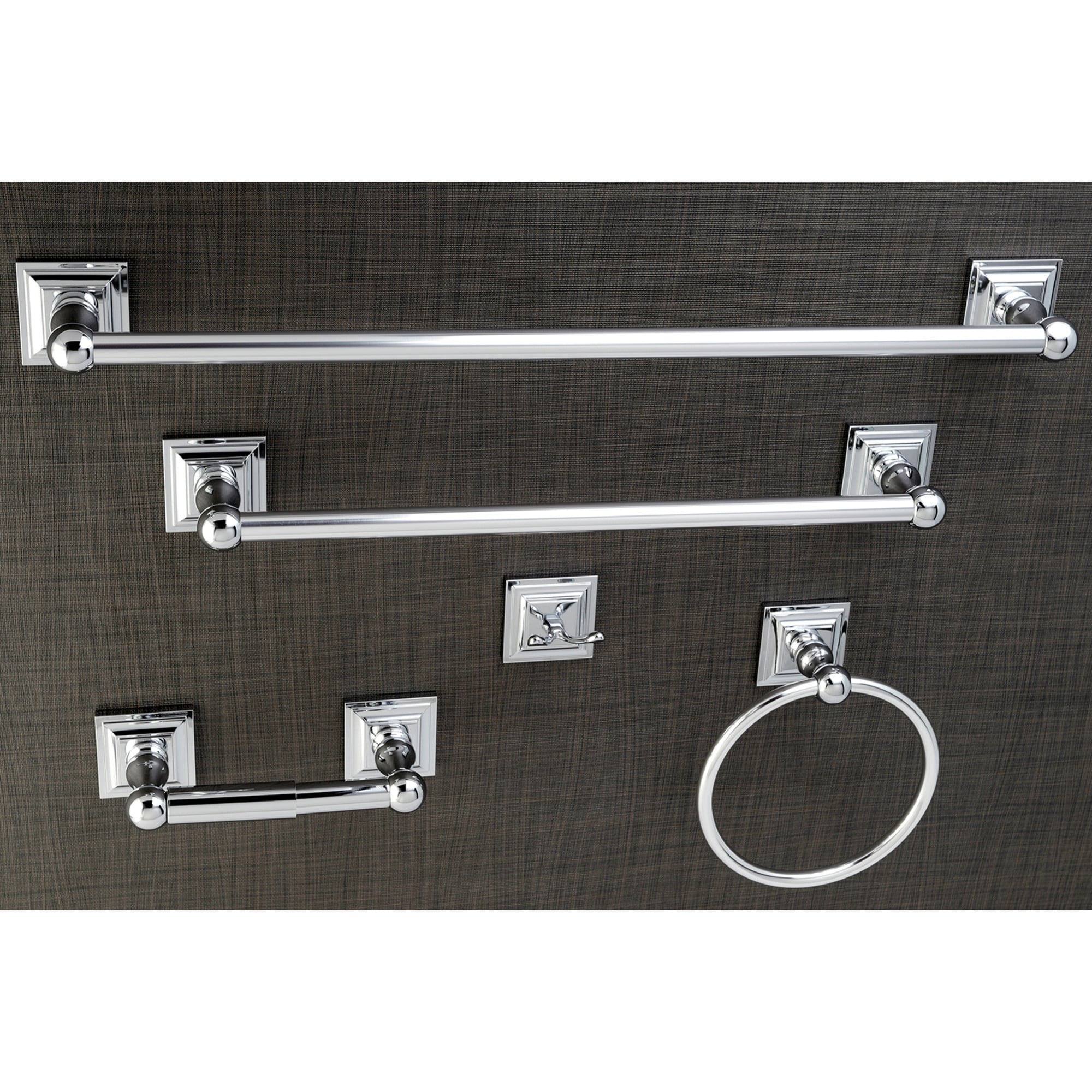Kingston Brass WLBAHK3212478C 5 -Piece Serano Polished Chrome Decorative Bathroom Hardware Set Towel Bar, Toilet Paper Holder, Towel Ring ,Robe Hook Included