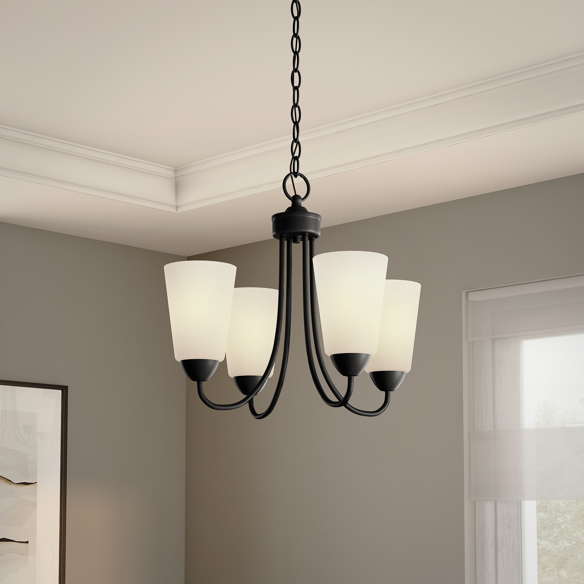 Designers Fountain D267M-3CH-MB Malone 3 -Light Matte Black Transitional For Use in Dining Rooms, Foyers, Living Rooms Chandelier
