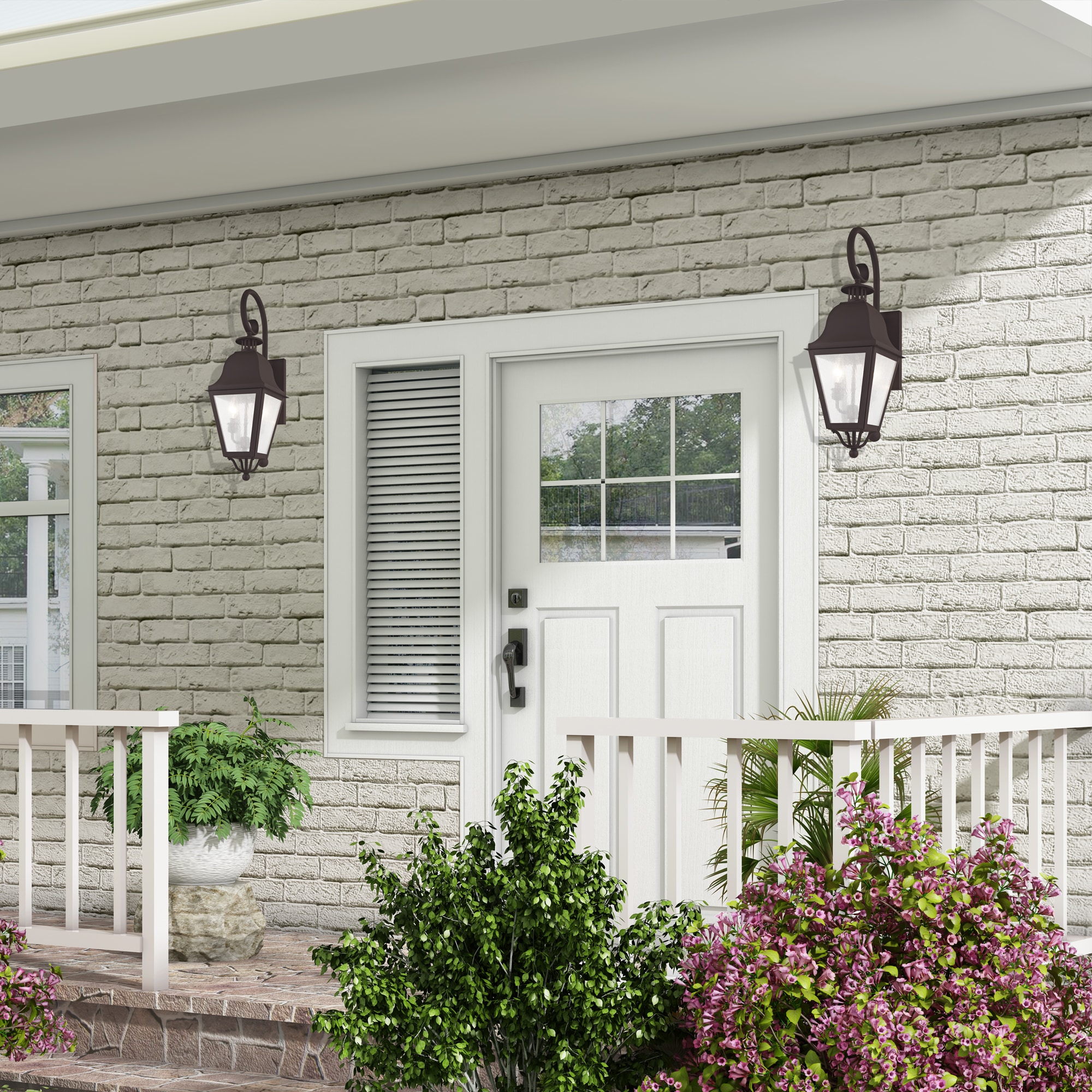 Elegant Bronze Seeded Glass 2-Light Outdoor Wall Lantern