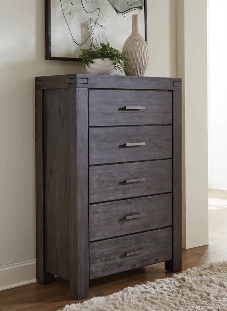 Modus Furniture 3FT384 Meadow Graphite Acacia 5-Drawer Chest