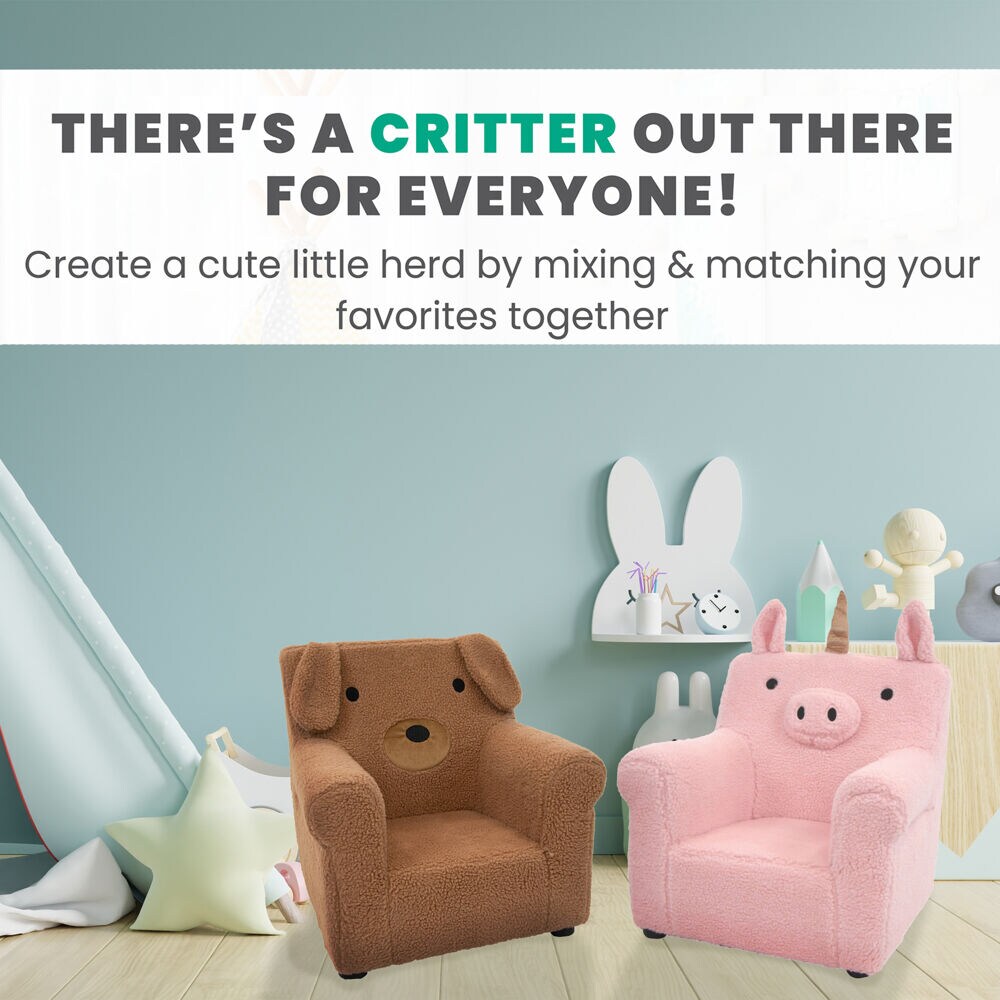 Critter Sitters 20 in Pink Upholstered Kids Accent Chair at Lowes