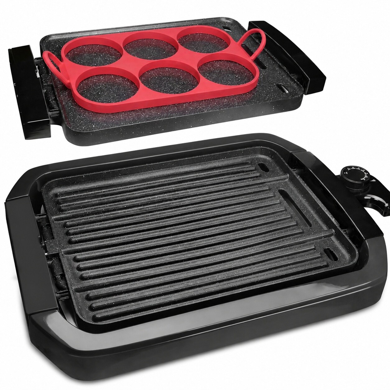 Aoibox LABLD8DQ  Indoor Electric Griddle and Grill with Reversible Nonstick Plates and Adjustable Temperature Control