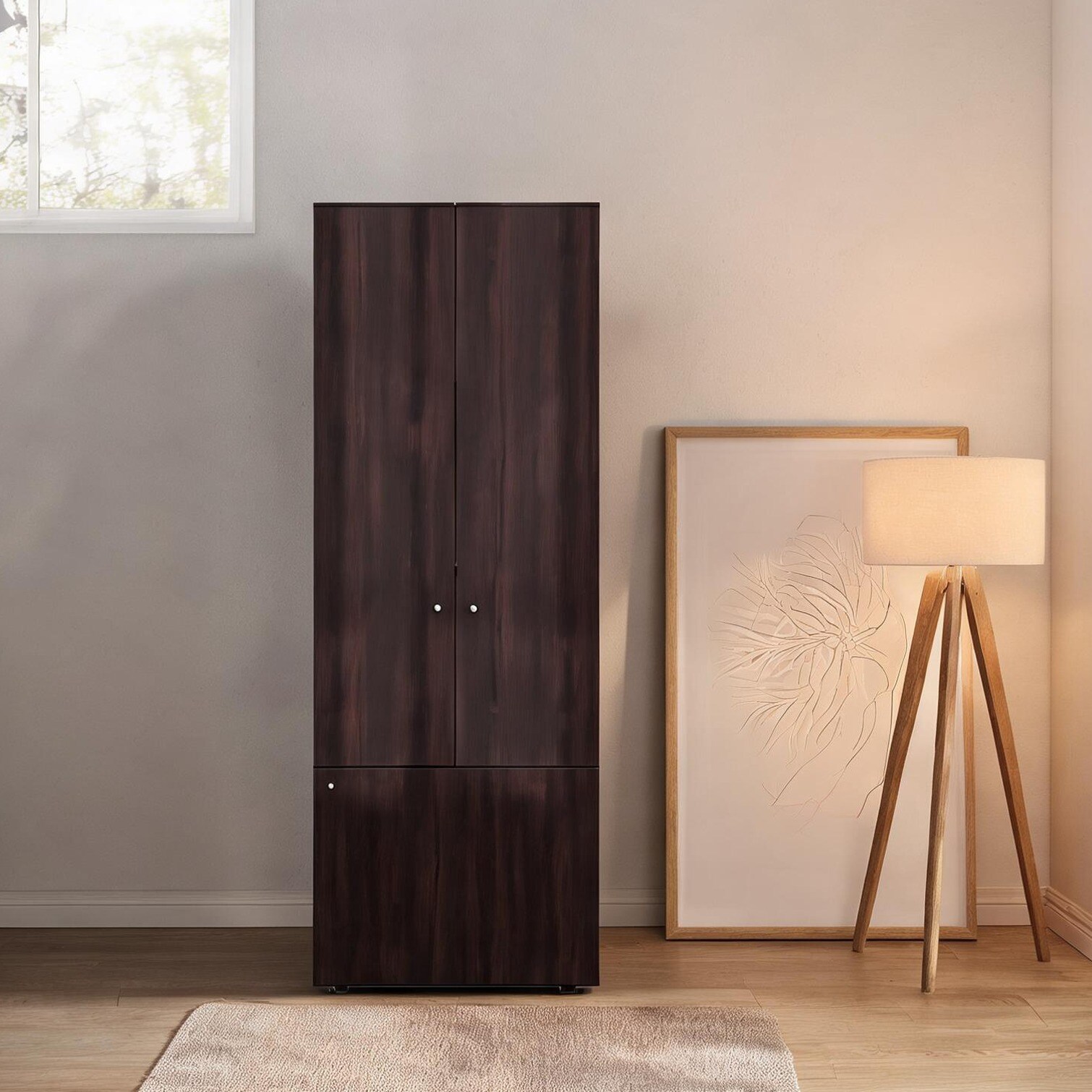 Naturefalls Freestanding wardrobe with three doors and hanging rod in ...