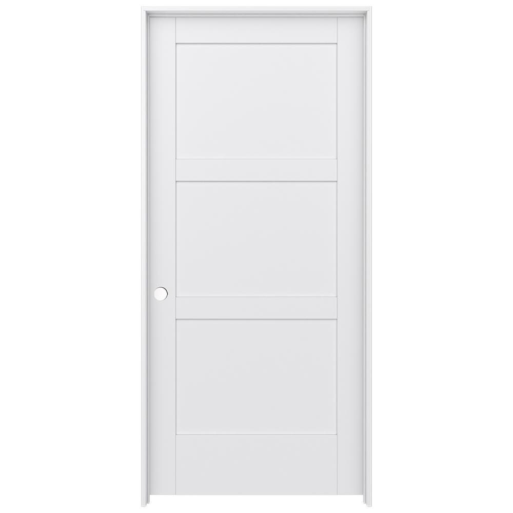 JELD-WEN 36-in x 80-in Solid Core 3-panel Square Right Hand Smooth ...