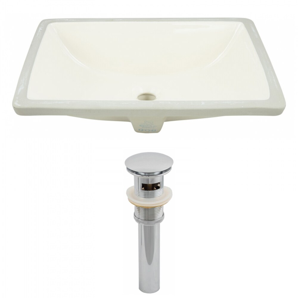 American Imaginations AI-12819 Biscuit Ceramic Undermount Rectangular Transitional Bathroom Sink with Overflow Drain Included (13.5-in x 18.25-in)