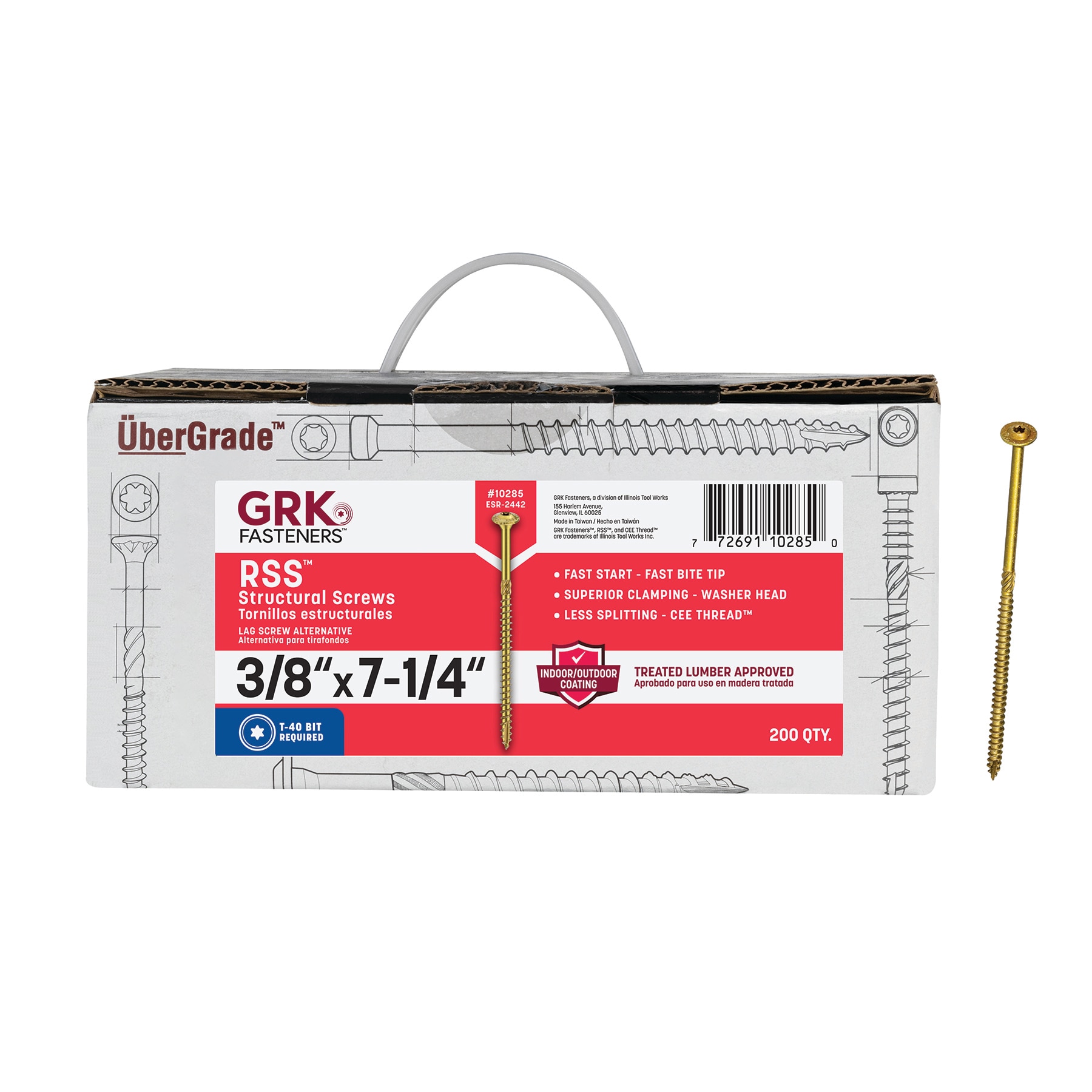 GRK Fasteners 10285 RSS 3/8-in x 7-1/4-in Polymer Exterior Wood screws ( 200 -Per Box )