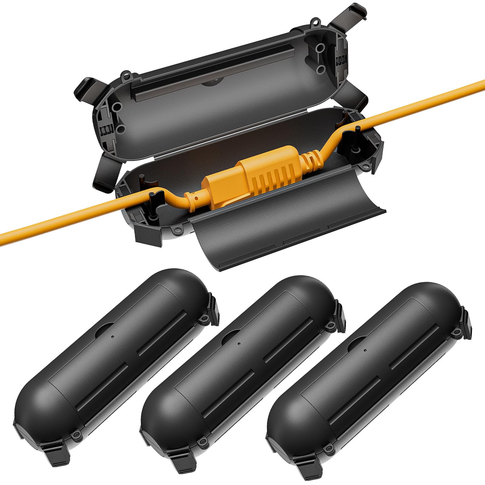 Etokfoks Outdoor Extension Cord Cover Waterproof Weatherproof Electrical Connection Box for Outdoor Outlet Black 4 Pack #LETZLJY9B