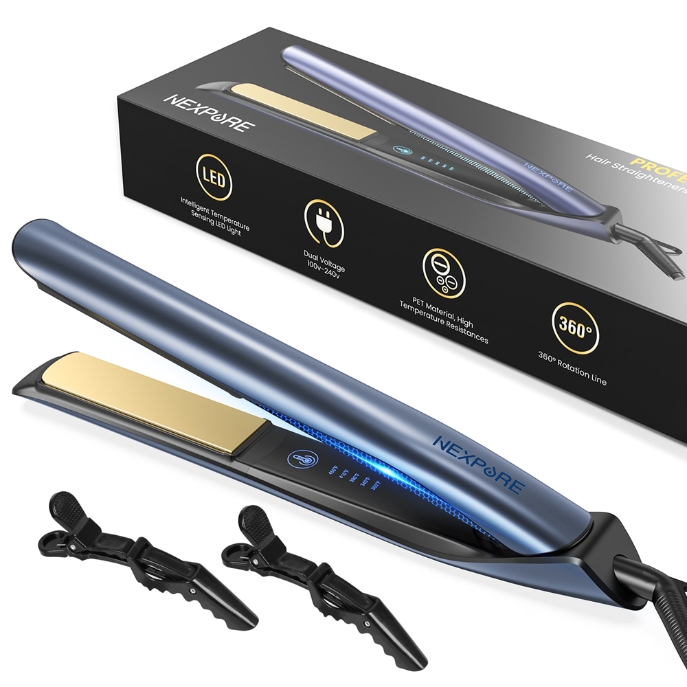 NEXPURE 1 inch Hair Straightener Flat Iron Ionic Dual Voltage Straightener Pro Salon Styling Tool