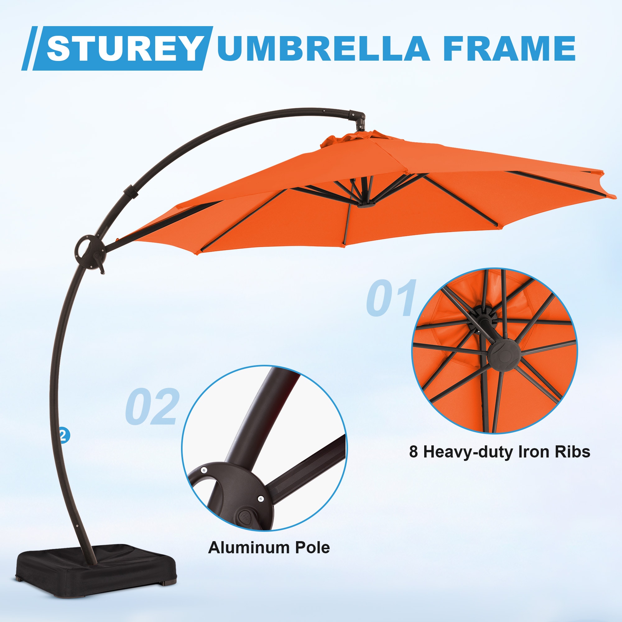 JEAREY JE-LKZLM-13FT-OR Umbrellas-2 - View #7