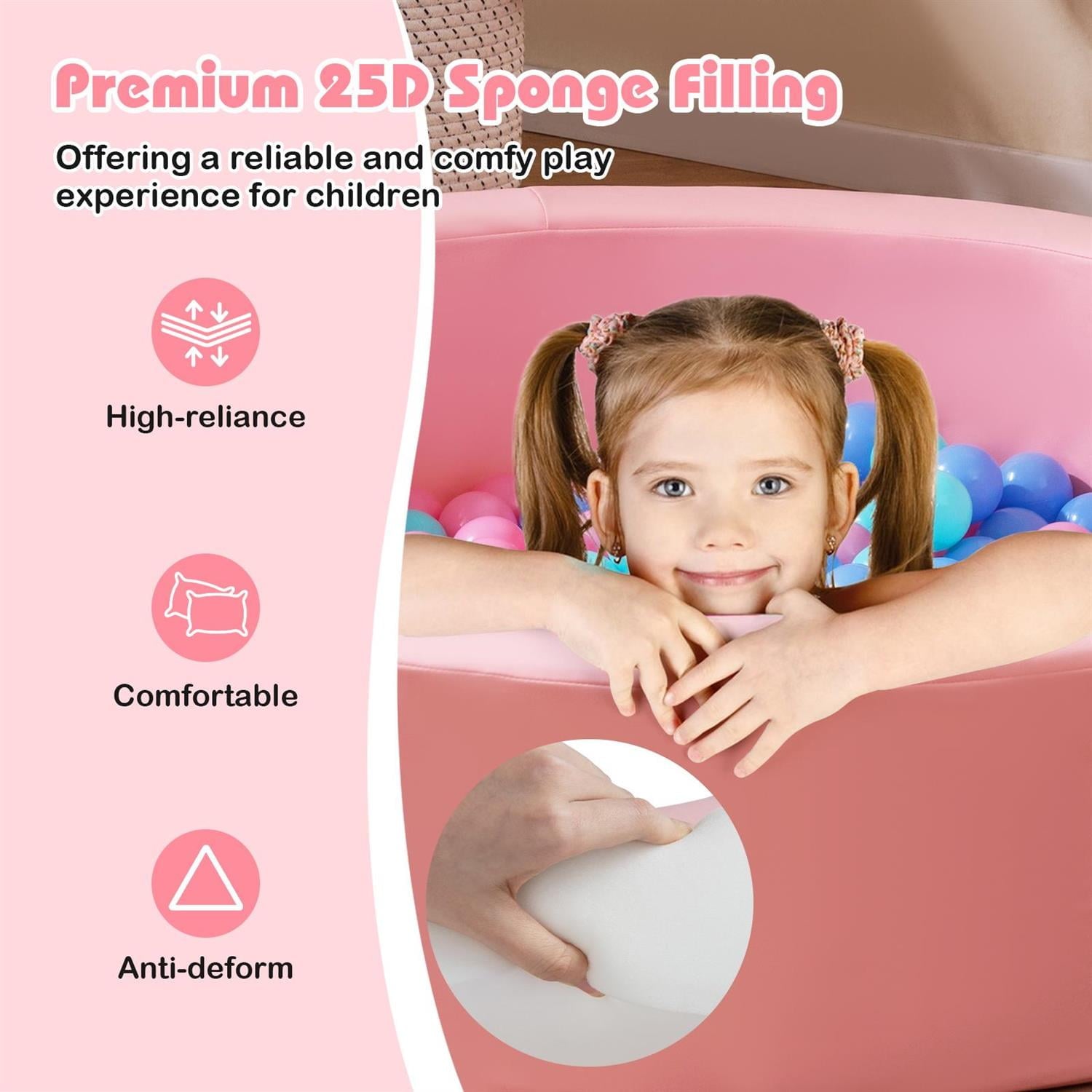 VERYKE 42.5 inch Round Foam Ball Pit Star Pattern Storage Mesh Bag 25D ...