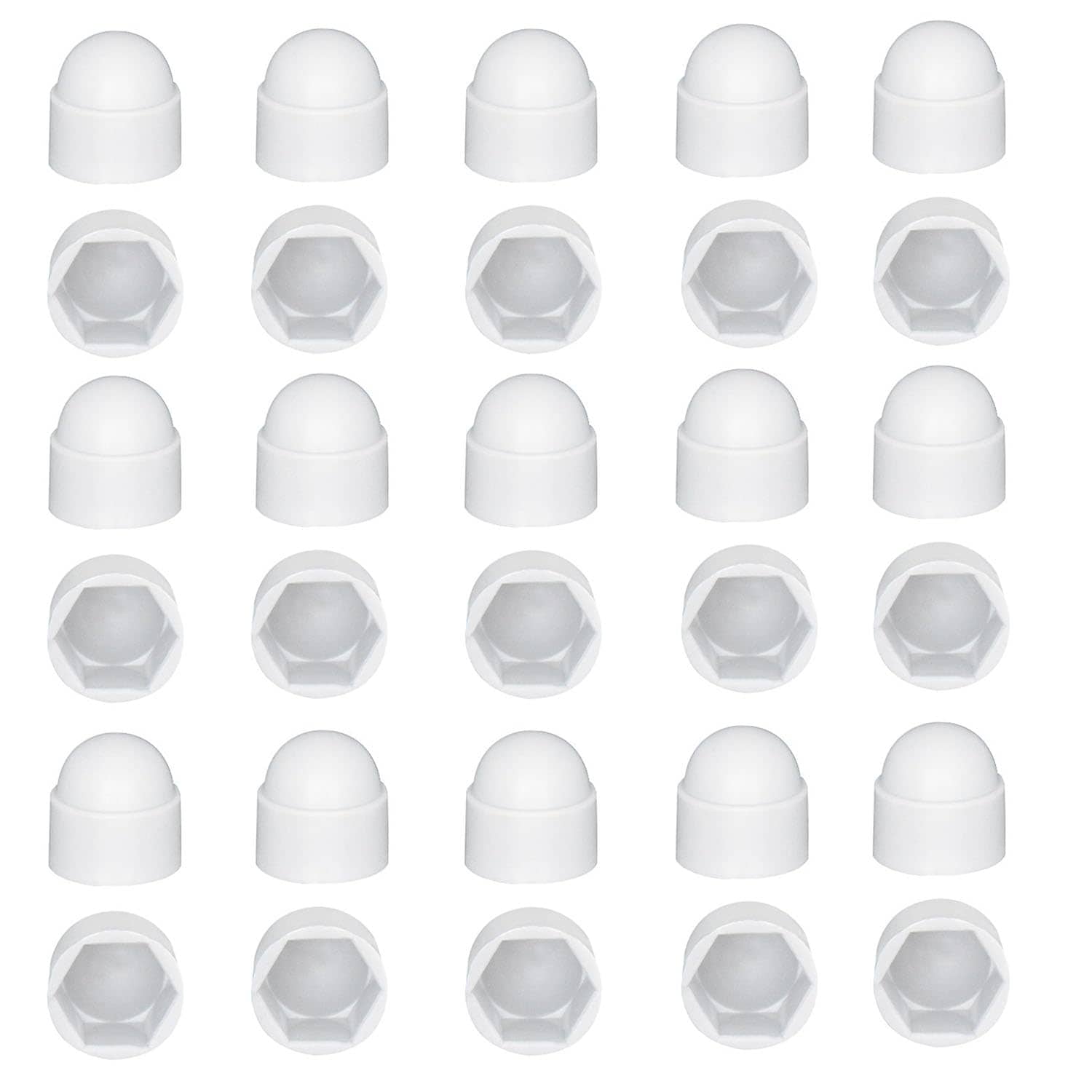 ITOPFOX  Bolt Nut Protection Cap Plastic Dome Nut Screw Cap Bolt Cap M8x14mm 30PCS White Hexagon Nut Cap durable home and